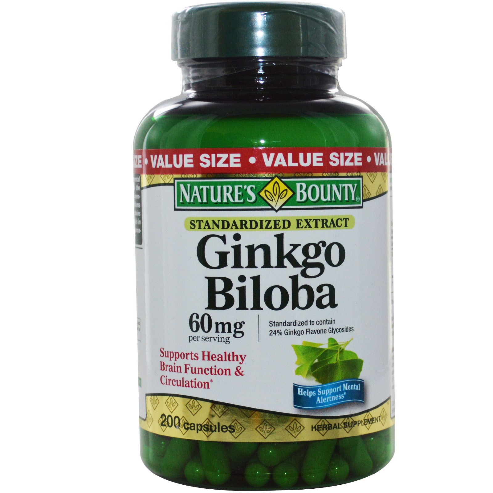 (Pre-order) Nature's Bounty Ginkgo Biloba 60 mg 200 Capsules