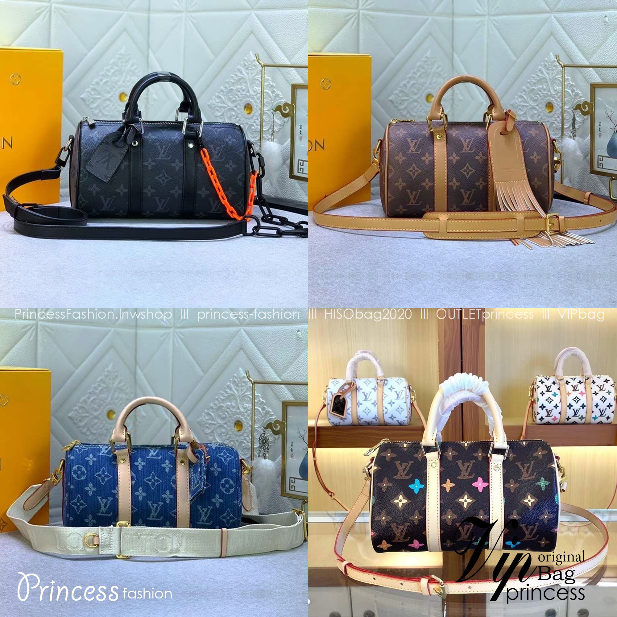 LV Keepall Bandouliere 25 Monogram Eclipse Canvas กระเป๋าสะพายใบเล็กสีดำคลาสสิก เกรดออริ 1:1 ใช้งานต่างประเทศได้