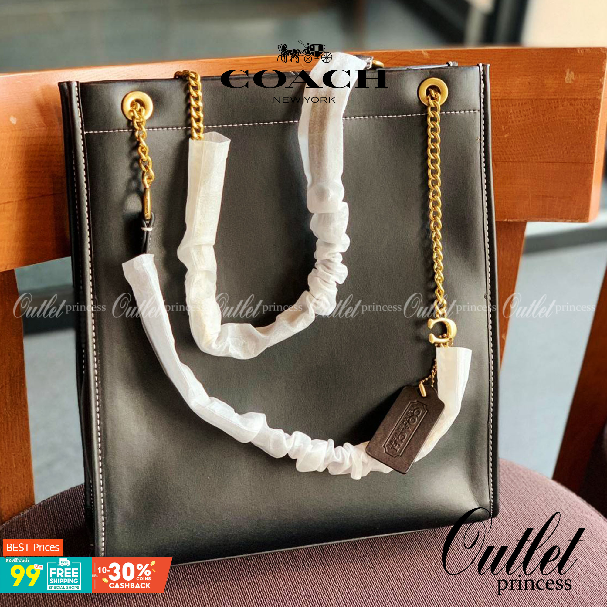 LIMITED EDITION 📣รุ่นใหม่ล่าสุด ยังไม่มีในช๊อปไทยจ้าา❗️ COACH CHAIN CASHIN TOTE ((C6338//C6620)) พร้อมส่ง สินค้าเข้าใหม่ ห้ามพลาดค่าา! กระเป๋าทรงTote สูง สามารถใส่เอกสาร//A4 ได้ วัสดุหนังแท้นิ่ม น้ำหนักเบาค่ะ 🔺จุดเด่นของรุ่นคือสายสะ