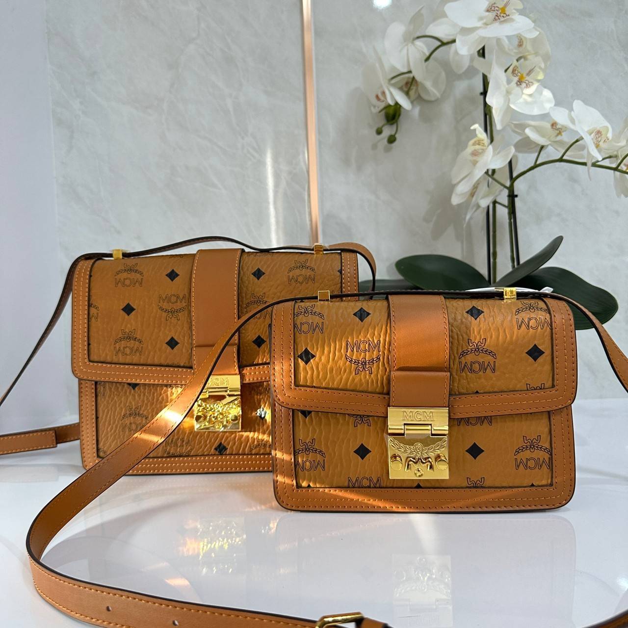 M.C.M MEDIUM TRACY SHOULDER BAG IN VISETOS กระเป๋าสะพายข้าง สุดหรู มาร์ทเทห์ เกรดออริ สลับแท้ 1:1 ใช้งานต่างประเทศได้