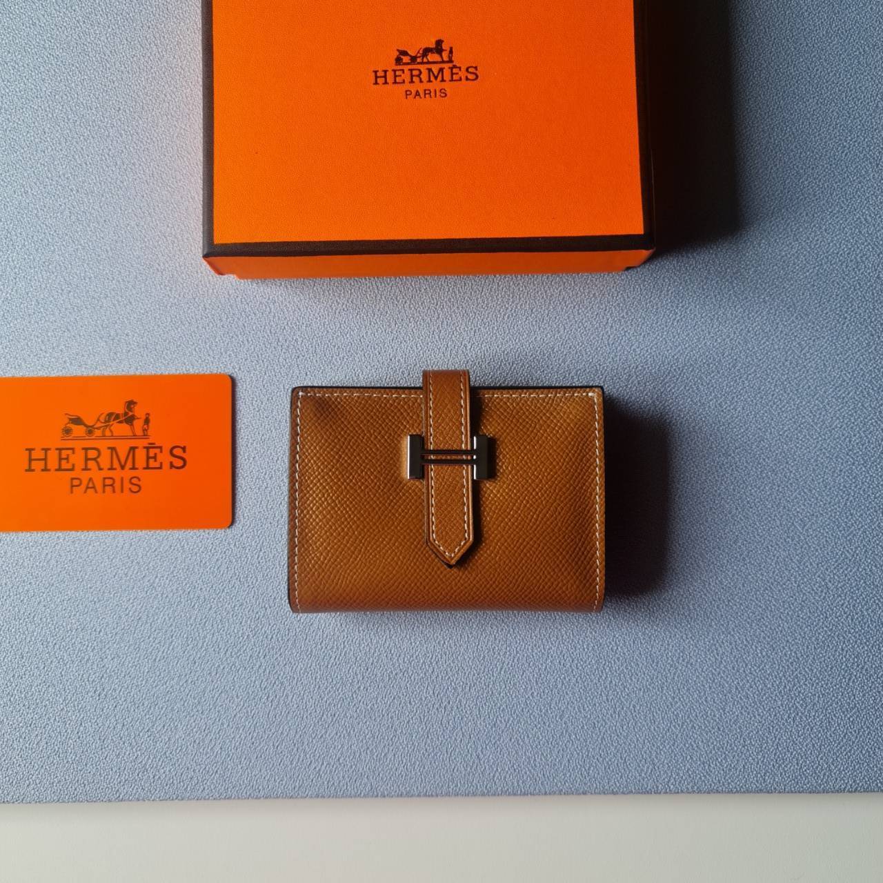 VIP หนังแท้ 】HERMES MINI BEARN WALLET UNISEX
