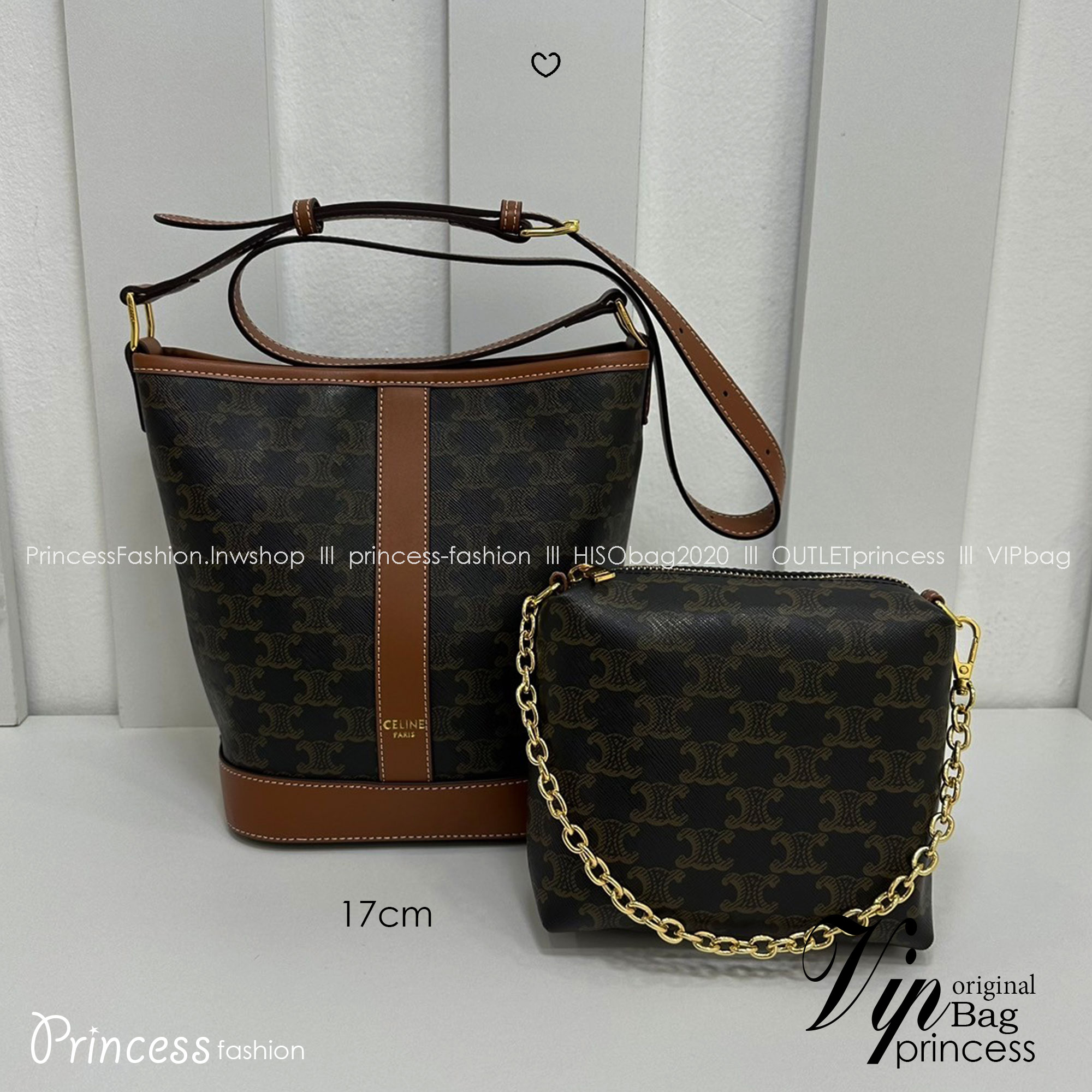 CELINE Small Bucket Bag in Triomphe Canvas 7" กระเป๋าสะพายทรงบัคเก็ต พิเศษพร้อมใบลูกสะดวกใช้งาน โท้ทรุ่นแรกของแบรนด์ที่ได้รับความนิยมมากที่สุด