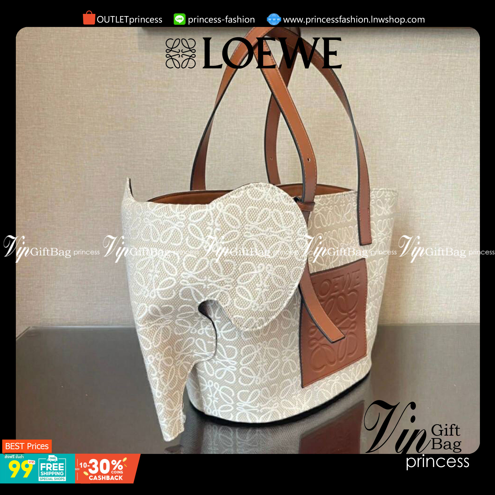LOEWE Canvas Elephant Bag In Anagram Print คอลเลคชั่นใหม่ล่าสุดเลยค่ะ น้องช้างน่ารักมากมาย งานแบรนด์หรูจากประเทศสเปน โลเอเว่ (LOEWE) กระเป๋ารูปทรงช้างเป็นเหมือนหนึ่งในซิกเนเจอร์ของแบรนด์ ดีไซน์คงเอกลักษณ์วัสดุ Anagram Canvas Jacquard Fabric ผสมผสานกับหนัง