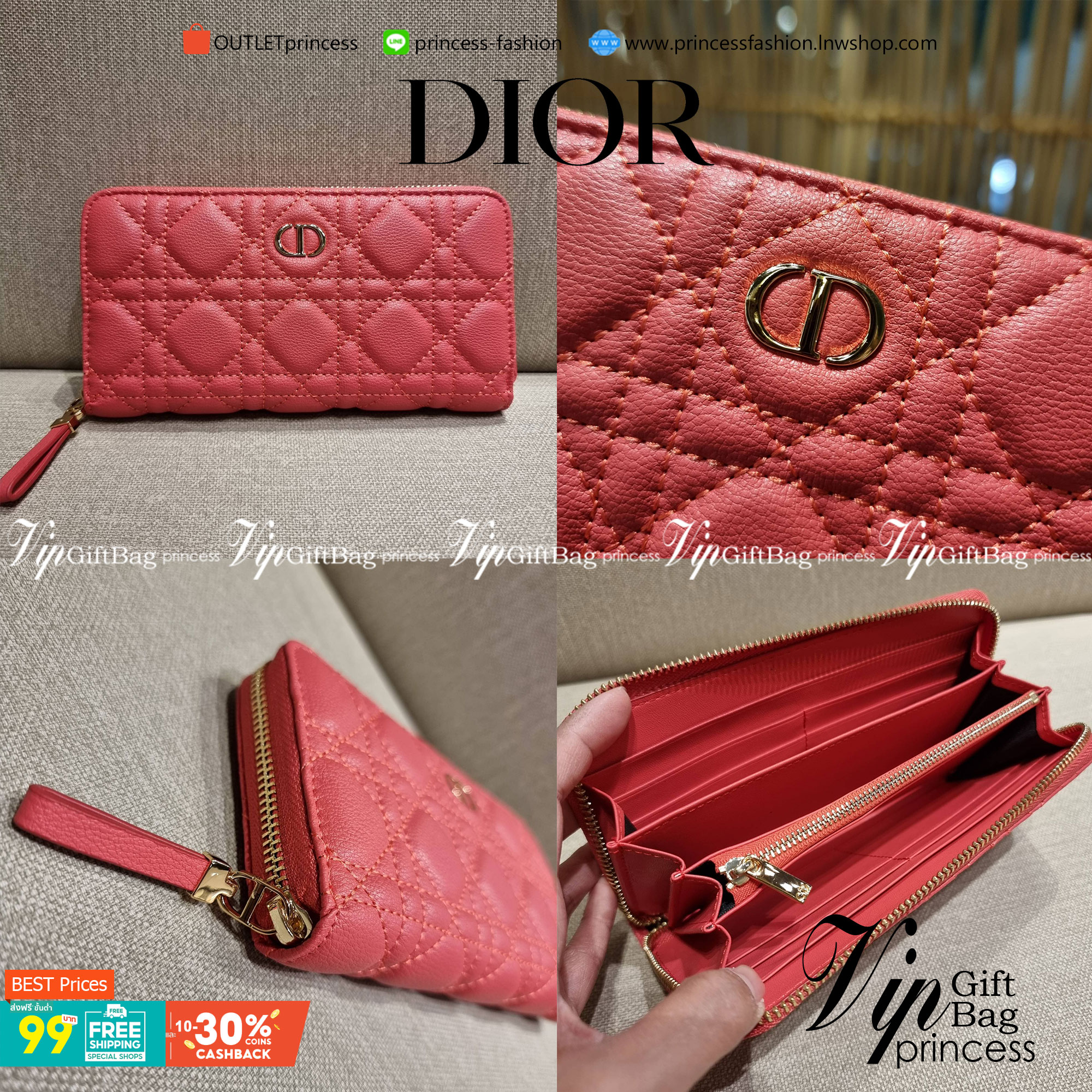 VIP 】CD LONG WALLET WITH GWP ใหม่ล่าสุด กระเป๋าสตางค์ใบยาว พิเศษจาก duty free ใบจริงสวยคม ใช้แล้วรับทรัพย์ ขับผิว วัสดุหนังแท้เต็มใบ สัมผัสดีงาม เปิด-ปิดด้วยซิปรอบ ภายในใส่บัตรได้เยอะ ใส่ธนบัตรได้เต็มที่ มีช่องซิปใส่เหรียญได้ พร้อมส่งความสวยถึงบ้านแบบครบเ