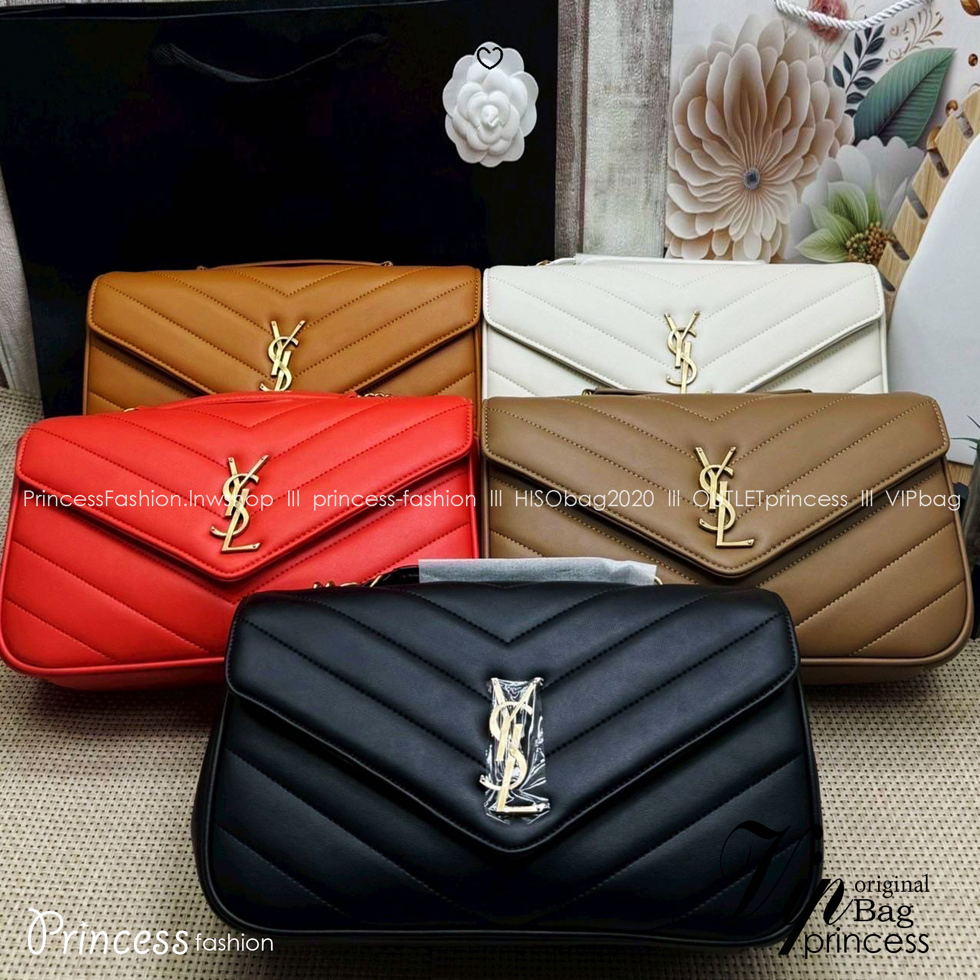 ORI หนังแท้ | 28cm YSL LOULOU medium in MATELASSÉ กระเป๋าสะพายสายโซ่าีทองหรูหรา งานหนังแท้เนื้อนุ่มตะเข็บเย็บลายเชฟรอนสวยหรูโดดเด่นเป็นเอกลักษณ์ 🤍 เกรดออริจินอล หนังแท้