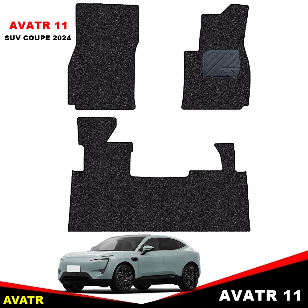 พรมไวนิลดักฝุ่น AVATR 11 SUV COUPE 2024 พรมดักฝุ่นในรถ สีดำ เกรดA ใยหนานุ่มพิเศษ เข้ารูป 3ชิ้น