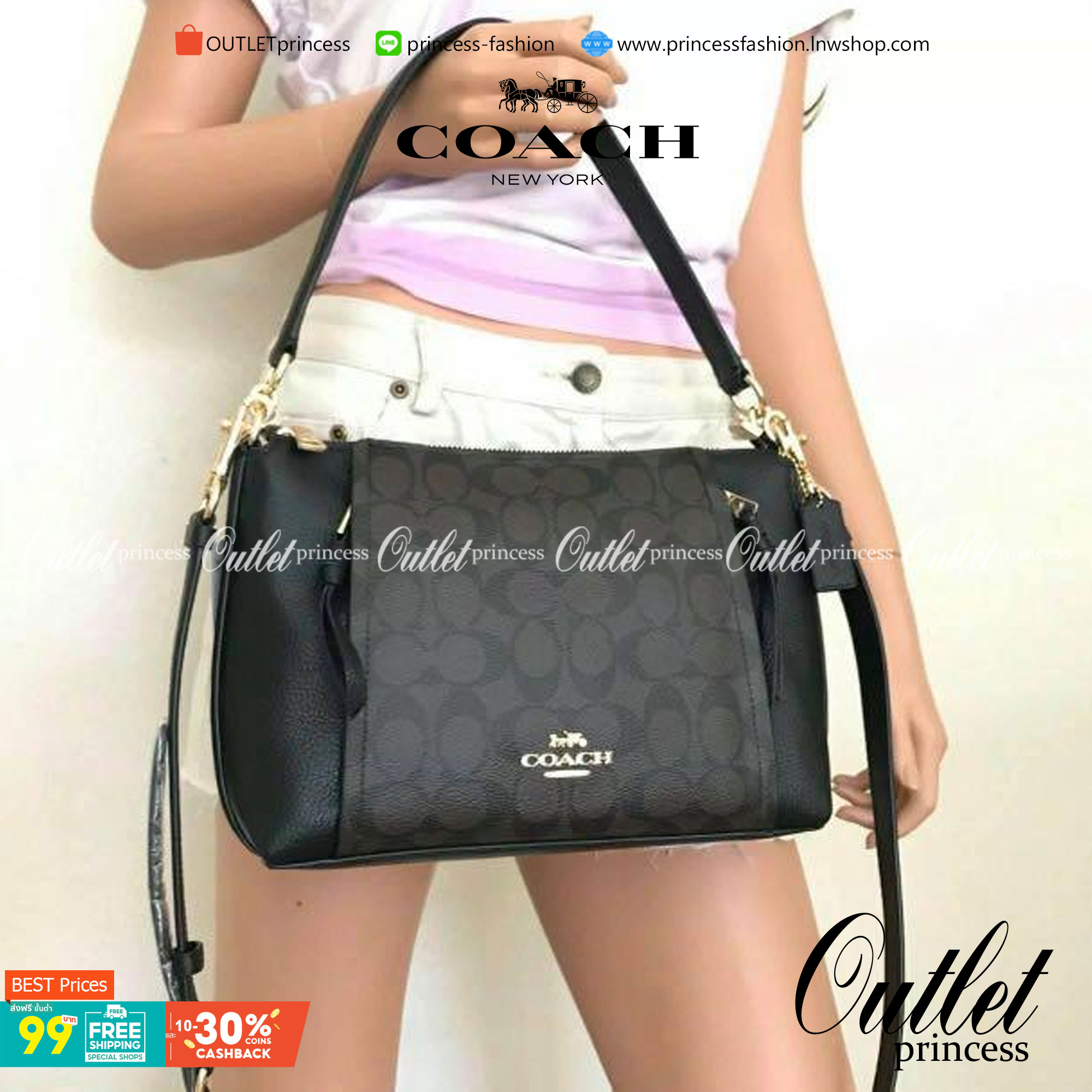 COACH SMALL MARLON SHOULDER BAG ((1600//1597)) 🌈พร้อมส่งที่ไทยอีกครั้ง ตามคำเรียกร้อง ห้ามพลาด! กระเป๋าหิ้ว//คล้องไหล่//สะพายข้างได้ หนังแท้ ทรงสวยมากค่ะ ด้านหน้ามีช่องซิปซ่อนแบบหนังห้อยให้2ช่อง ใส่ของจุกจิกค่ะ เปิดปิดกระเป๋าแบบซิป ภายในกว้างใส่ขอ