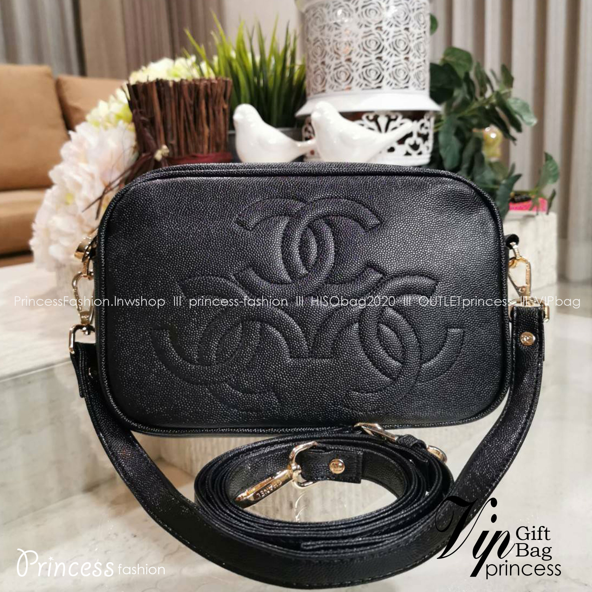CHANEL Caviar Handbag Crossbody bag / Chanel Shoulder Bag With 2Straps กระเป๋าสะพาย หนังลายคาเวียร์ทั้งใบด้านหน้ามีโลโก้แบรนด์