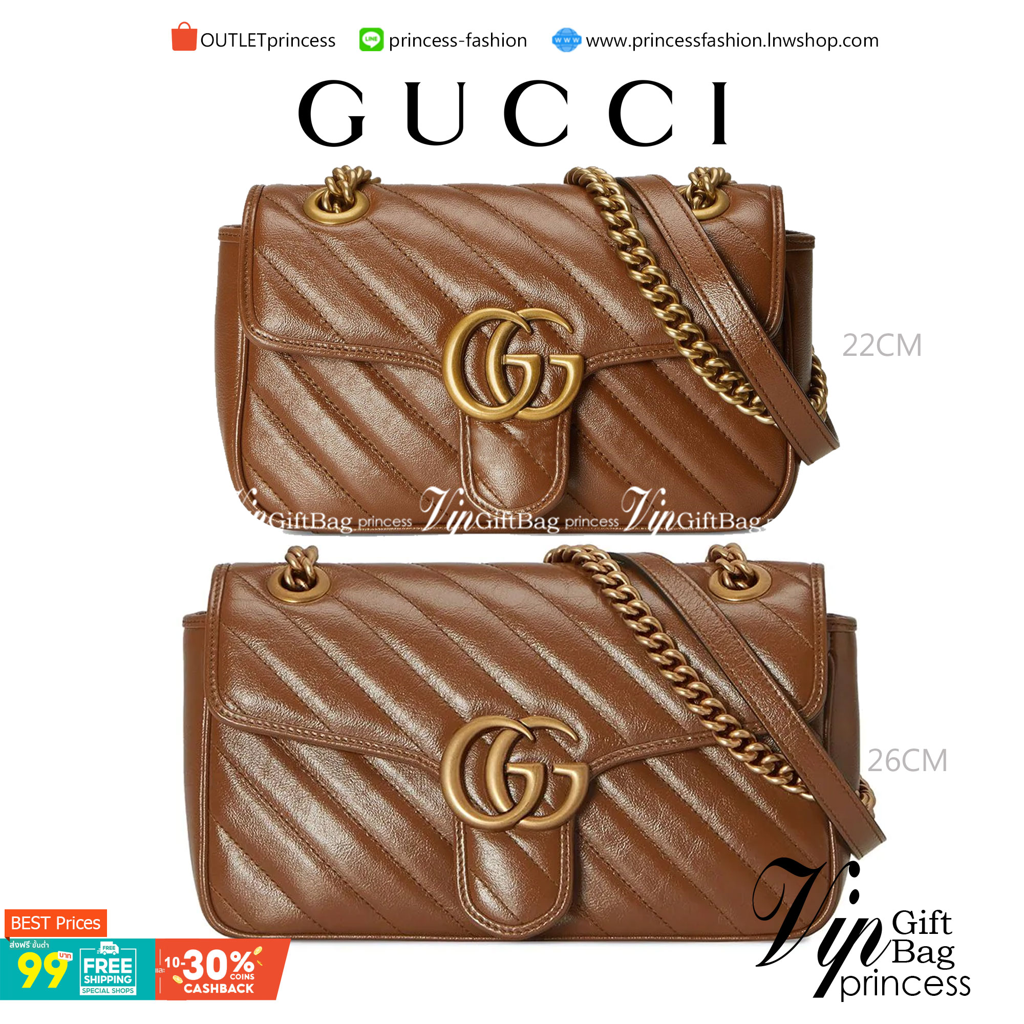 VIP 】หนังแท้ GUCCI GG Marmont brown leather shoulder bag ราคานี้หนังแท้คือคุ้มมากเลยค่าสาวๆ มี 2 ขนาด ปังไม่ไหว สีสวยมากกกก ต้องจัดแล้วน้าา ยกระดับความหรูให้กับตัวเองกันหน่อย ด้วยกระเป๋ารุ่นนี้!! ครอสบอดี้ที่ดีไซน์หรู อัพเลเวล ในราคาที่จับต้องได้ พร้อมเสิ