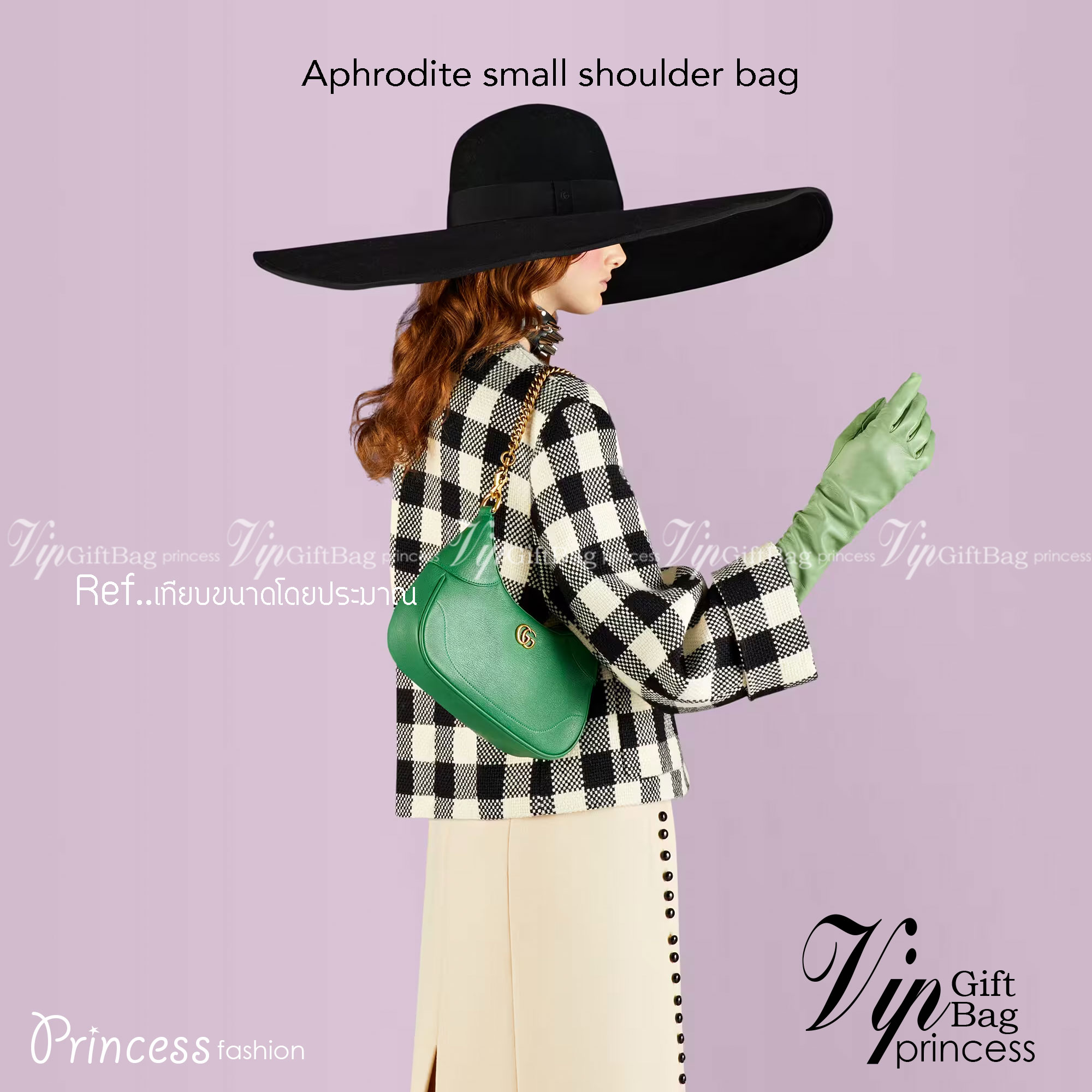 GUCCI Aphrodite small shoulder bag กระเป๋าสะพายทรงคลาสสิค ดีไซน์ย้อนยุคผสานความโมเดิร์นด้วยรูปทรงพอช ที่ใช้งานได้ทุกสไตล์ วัสดุหนังแคนวาส ทนทาน ภายในกระเป๋าเป็นช่องโล่ง