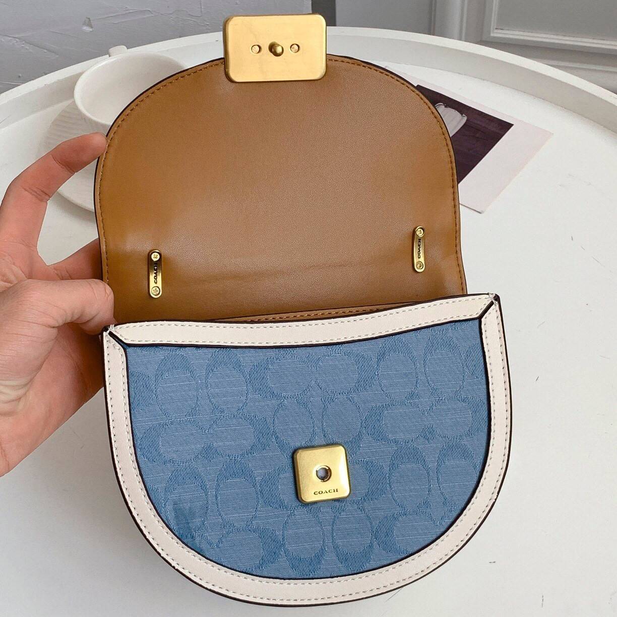 ของแท้ 💯% 】COACH ALIE SADDLE BAG IN SIGNATURE JACQUARD