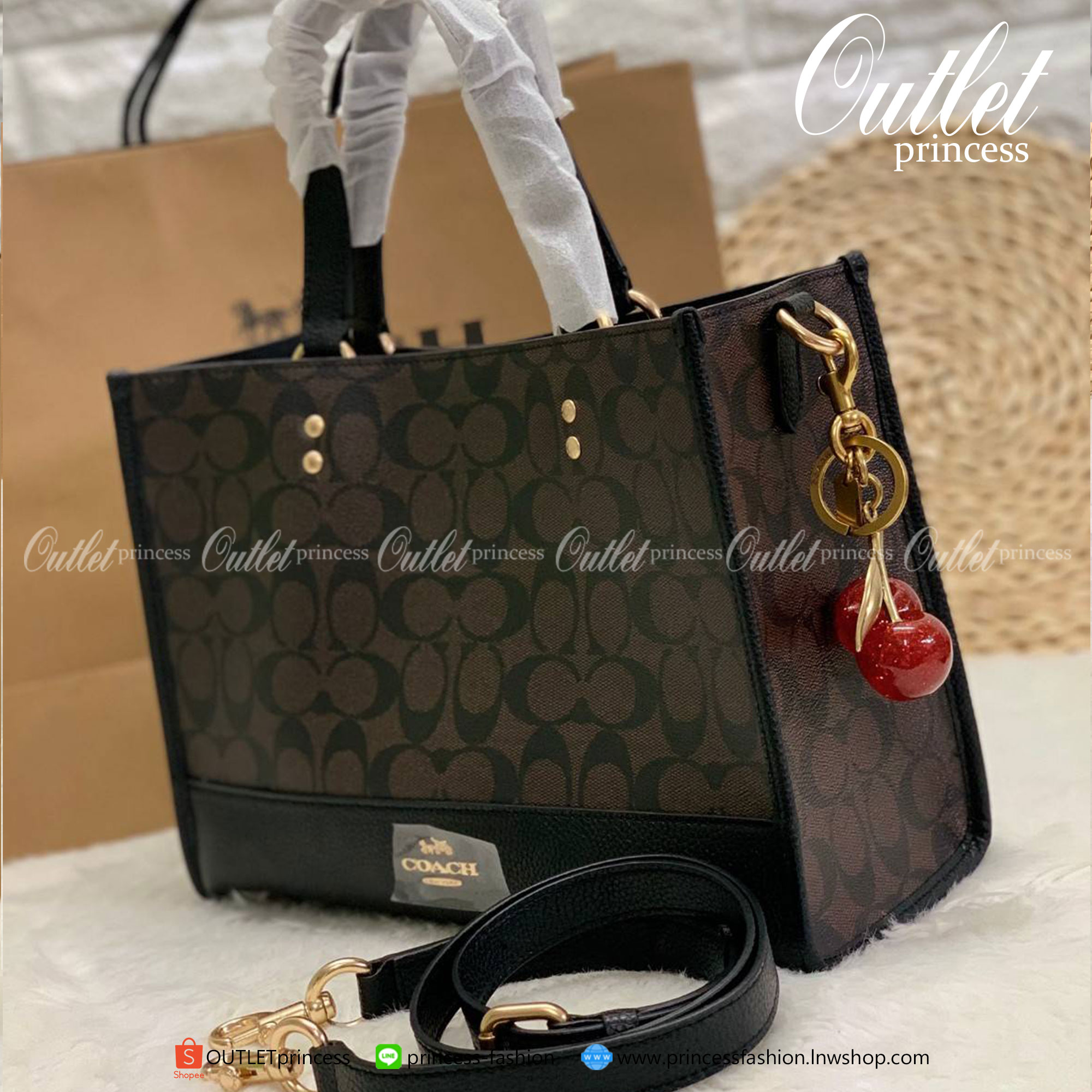 ของแท้ 100% COACH DEMPSEY CARRYALL IN SIGNATURE CANVAS ((1955)) น้ำตาลอ่อน