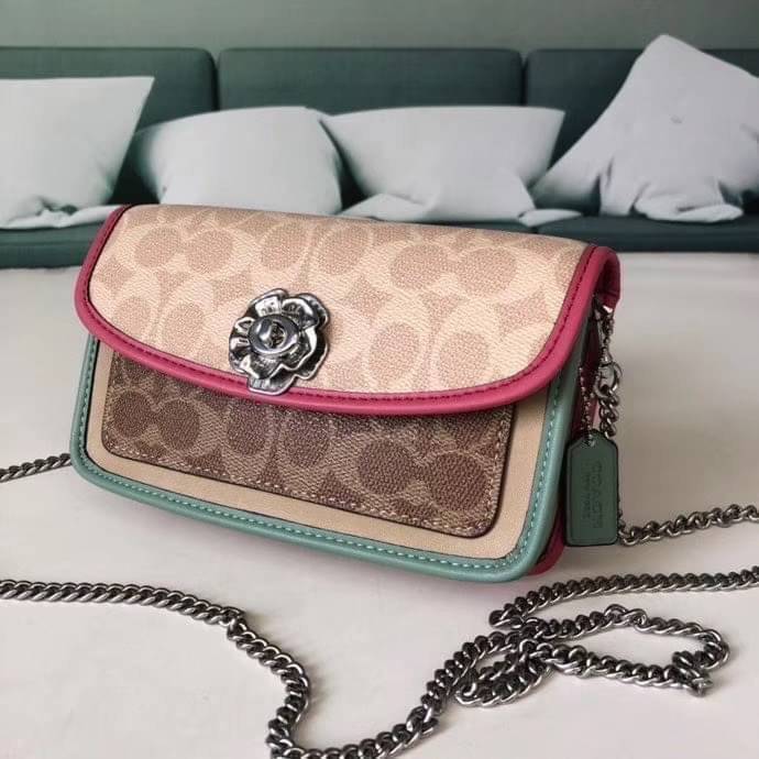 ของแท้ 💯% 】Coach Parker Crossbody In Blocked Signature Canvas