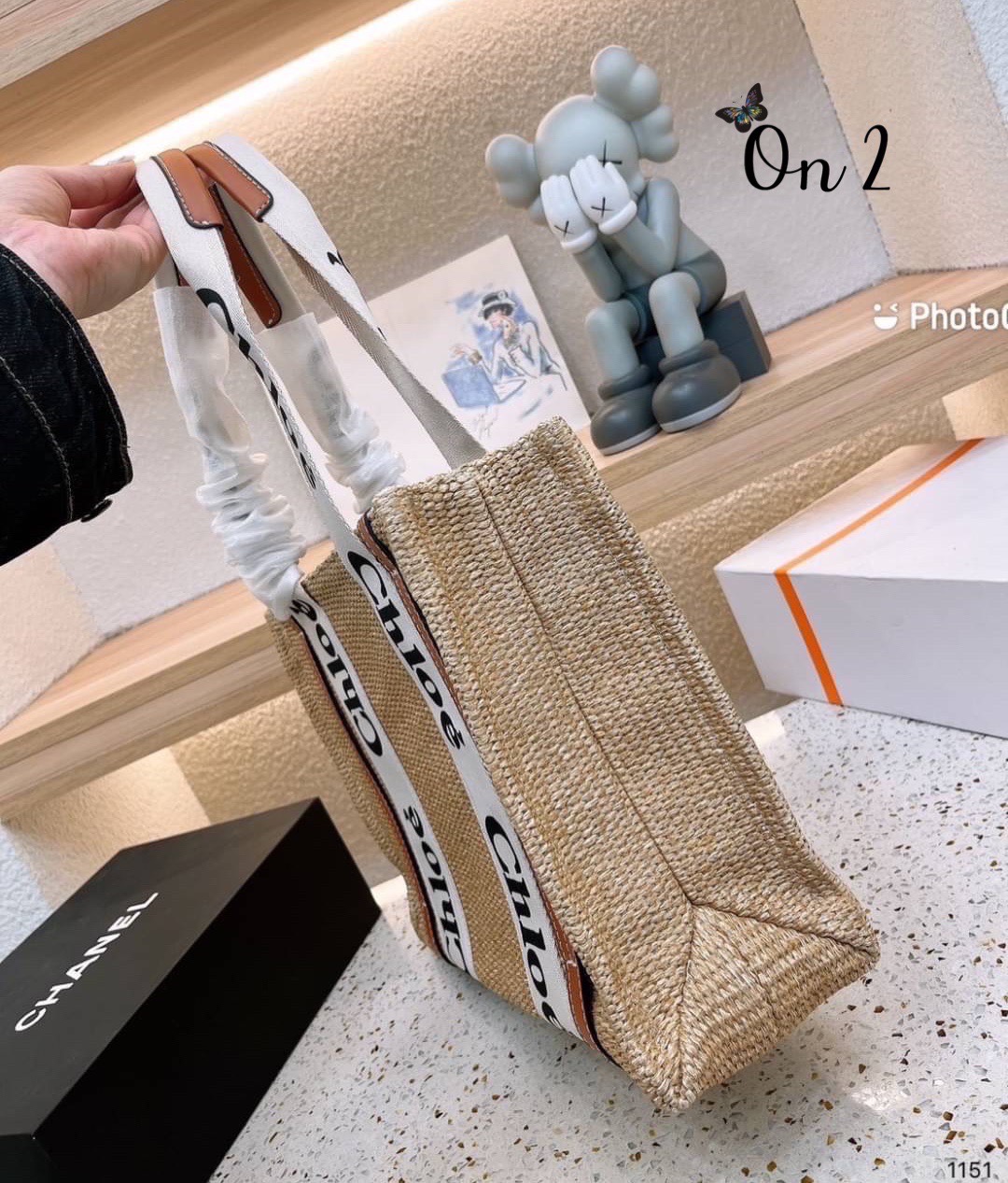 CHLOE Woody tote bag 14" / Chloe Women's Straw Woven Canvas Print Shopping Bag ปังไม่ไหว รุ่นมาใหม่งานสานแน่นเต็มใบ สายสะพายแคนวาสพิมพ์ชื่อแบรนด์แบบตะโกน สวยลงตัวรุ่นนึ้ไม่ควรพลาดน้า