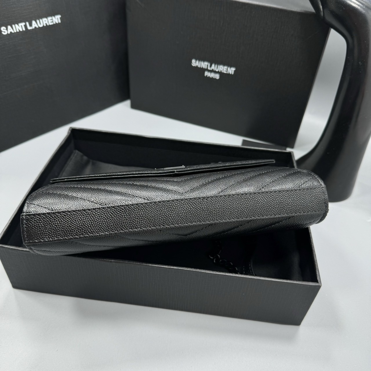 YSL Woc 9 Wallet on chain / YSL Clutch Bag 9" กระเป๋าสะพายรุ่นยอดนิยม เกรดหนังคาเวียร์สวยเต็มใบ เกรดออริ 1:1 ใช้งานต่างประเทศได้