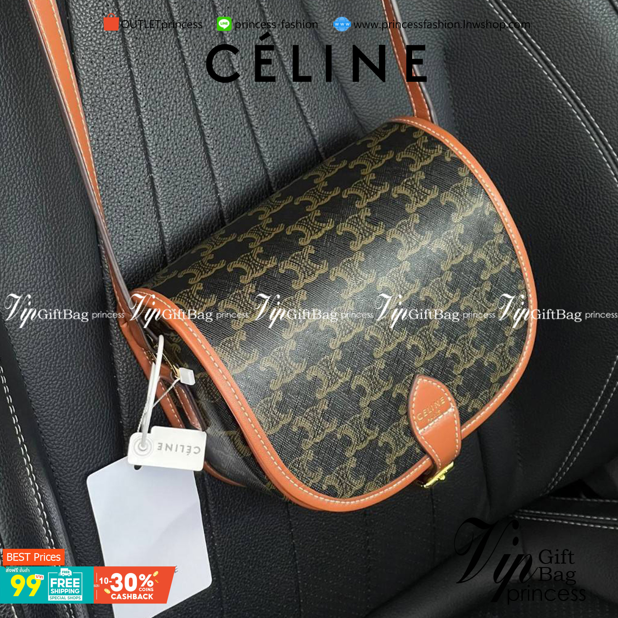 CELINE MEDIUM FOLCO BAG IN TRIOMPHE CANVAS หากใครที่กำลังมองหากระเป๋าสะพายข้าง ขนาดกะทัดรัด และเรียบหรู ต้องใบนี้เลยค่ะ เป็นกระเป๋าเปิดปิดแบบแบบฝาผับที่มีรูปทรงโค้งและที่ล็อกรูปทรงคล้ายเข็มขัด อีกทั้งยังสะท้อนความสวยสไตล์สาวปารีสได้อีกด้วย ด้านในของรุ่นนี
