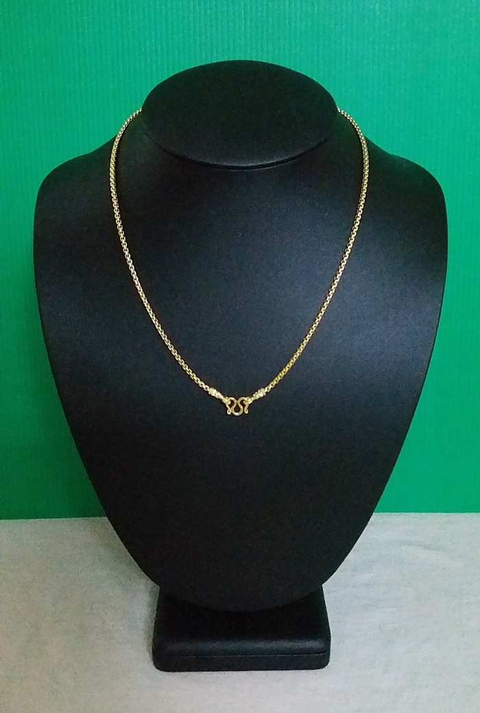 สินค้าหมดค่ะ สร้อยคอทองเหลืองลายผ่าหวายเล็ก(ใส่พระได้1องค์)แบบสั้นค่ะ