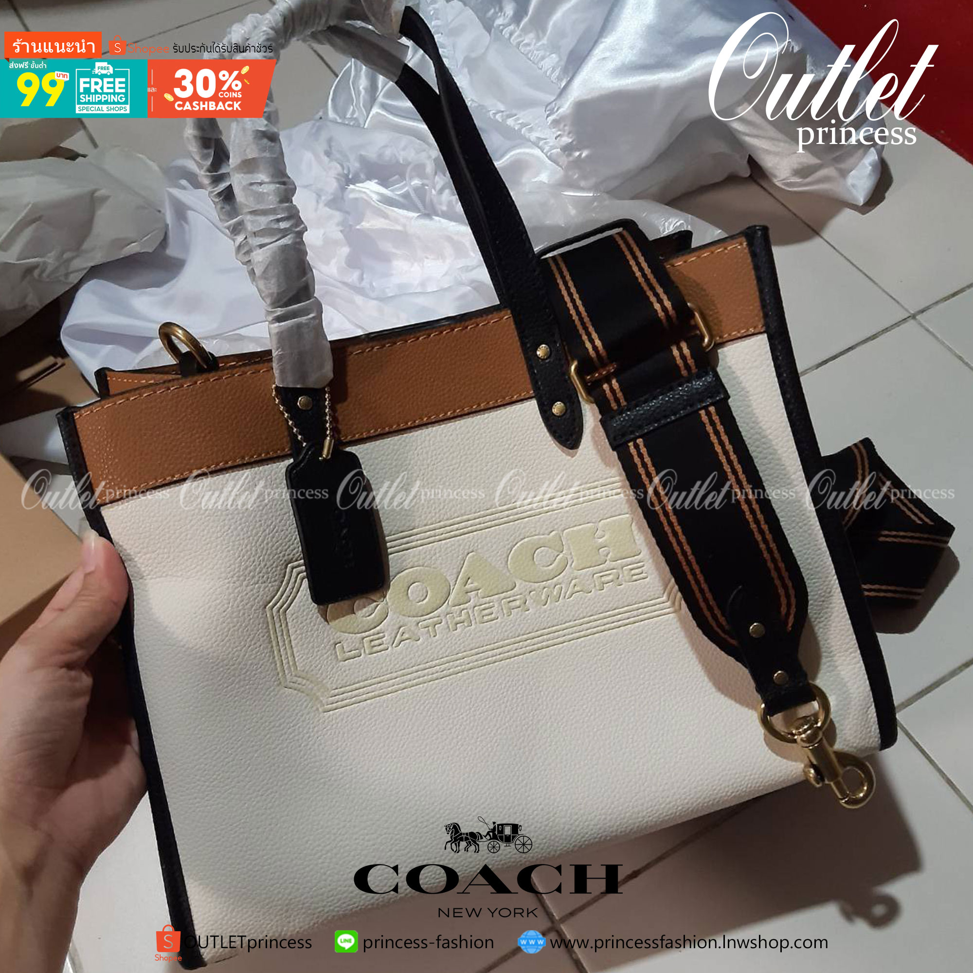 ของแท้ 💯% COACH C0777 FIELD TOTE 30 IN COLORBLOCK WITH COACH BADGE กระเป๋าสะพายทรงโท้ท รุ่นคลาสสิคย้อนยุค สีเรียบหรู ใช้ได้ในทุกโอกาส วัสดุหนัง pepble เต็มใบ มาพร้อมสายสะพาย crossbody เส้นใหญ่ ทนทาน สีตัดโทนกับกระเป๋าอย่างลงตัว
