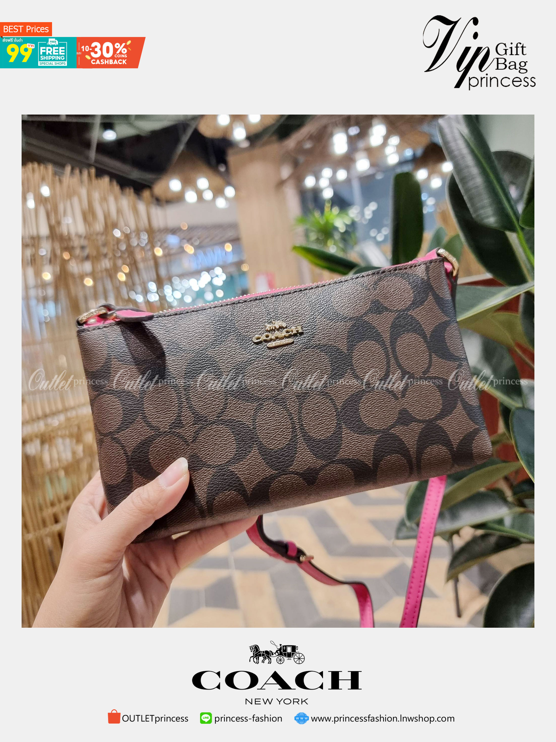 COACH C1653 ZIP TOP CROSSBODY SIGNATURE CANVAS คอลเลคชั่นใหม่ ปังและสวยไปอีกหนึ่ง สาวๆตามหาต้องไอเท็มนี้ กระเป๋าสะพายข้าง ใช้งานง่าย สายสะพายในตัว ปรับได้สบายๆ ดีไชน์รูปทรงออกมาคลาสสิค น่าใช้ วัสดุหนังแคนวาส เปิด-ปิดด้วยซิป ภายในเป็นช่องโล่ง มีช่องใส่บัตร