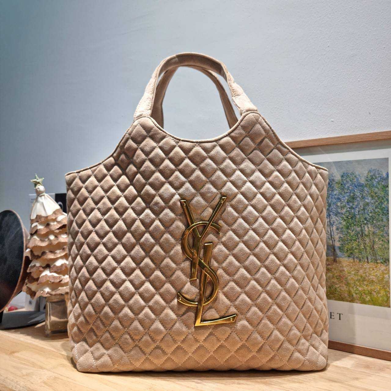 YSL ICARE MAXI SHOPPING BAG / YSL tote bag กระเป๋าใบใหญ่ทรงโท้ท รุ่นผ้ากำมะหยี่ เกรดออริ 1:1 ใช้งานต่างประเทศได้