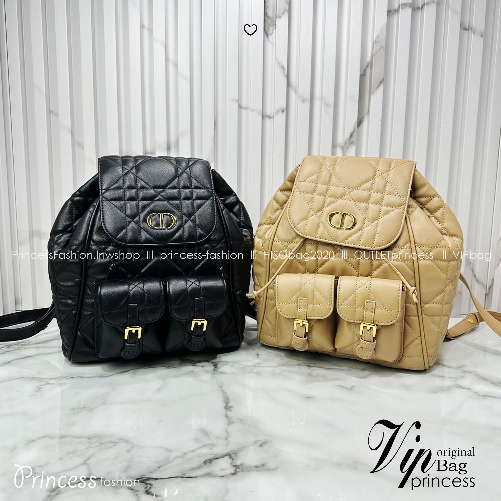 DIOR Medium Dior Caro Backpack Biscuit Macrocannage Leather กระเป๋าเป้สะพายหลังคาโร Cruise 2025 งานหนังเต็มใบ ดีไซส์ทันสมัยและสง่างาม ขนาดกลางใช้งานง่าย 🤍 สินค้าเกรดออริจินอล 1:1 หนังแท้ สลับแท้