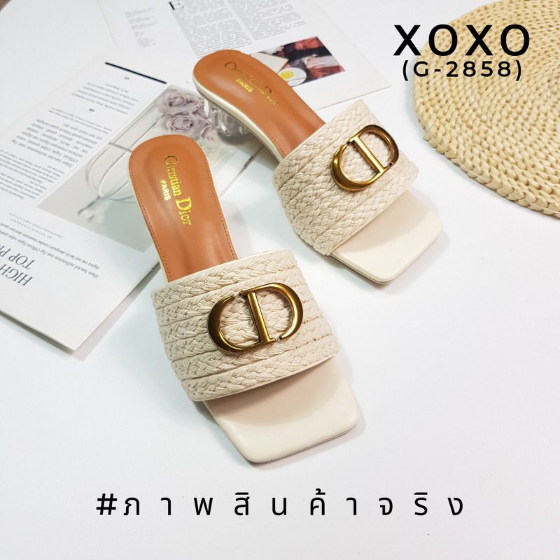 Christian Dior รองเท้างานสวมคาดเชือกถัก วางอะไหล่ CD ส้นแก้วใส ใส่สบาย น้ำหนักเบา ใส่ชิลๆ ได้ทั้งวันเลยค่ะ สวยหรูละมุนที่สุด มีจำกัดนะคะ