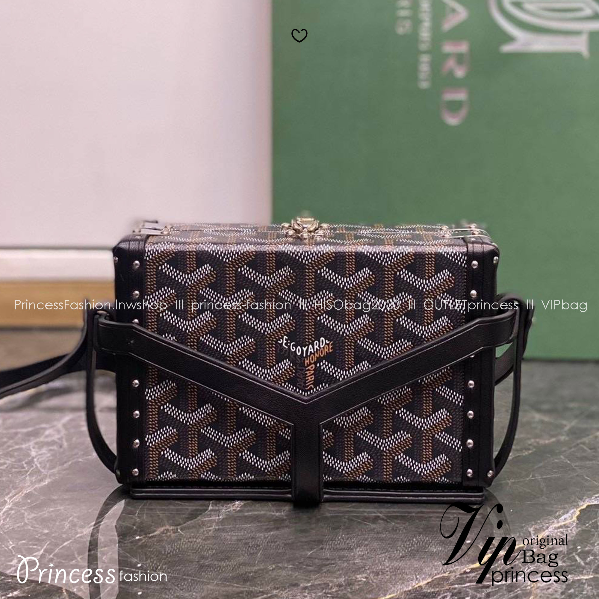 ORI หนังแท้ | Goyard Minaudière Trunk Bag กระเป๋าสะพายทรงแมสเซ็นเจอร์ เป็นคลัตช์ได้ในใบเดียว น้ำหนักเบา ทรงกล่องดีไซน์ใช้งานง่าย สวยหรู