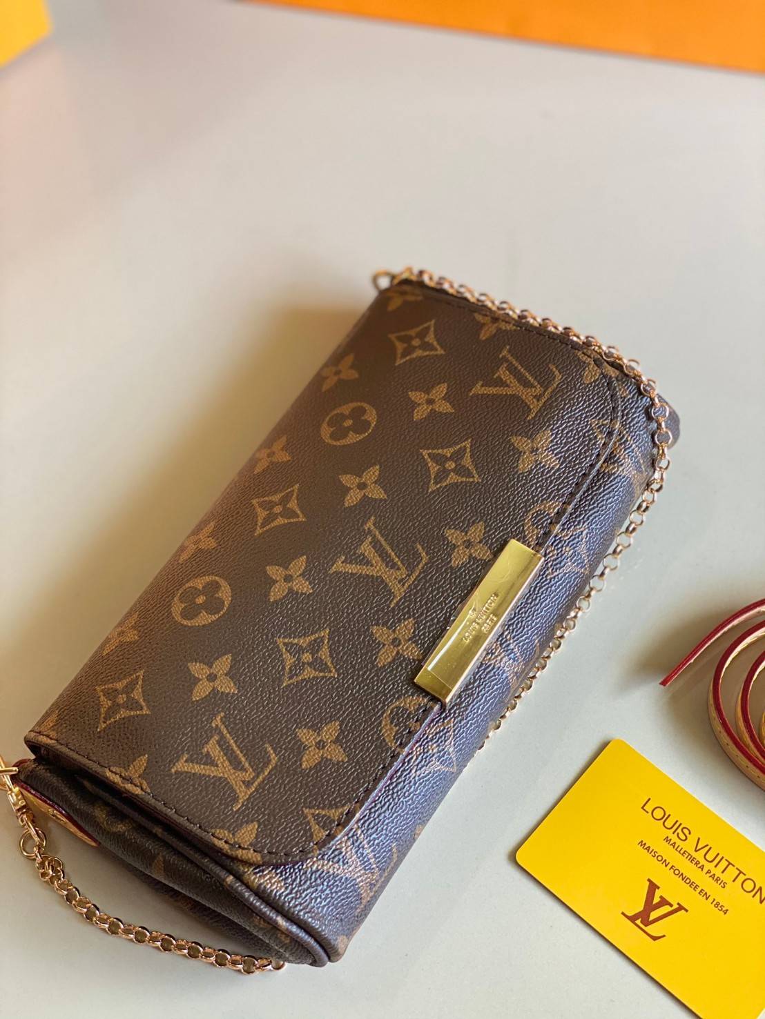 VIP 】หนังแท้ LOUIS VUITTON Monogram Favorite PM Multicolor Damier Ebene Canvas Cross Body Bag