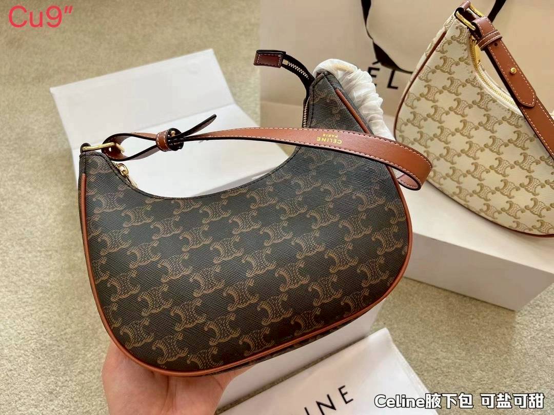 CELINE Ava bag in Triomphe canvas and leather กระเป๋าสะพายไหล่ รุ่นยอดฮิต ดีไซน์แบบสวยสับ รูปทรงคลาสสิคใช้งานได้ง่าย แมทช์ได้หลากหลายสไตล์