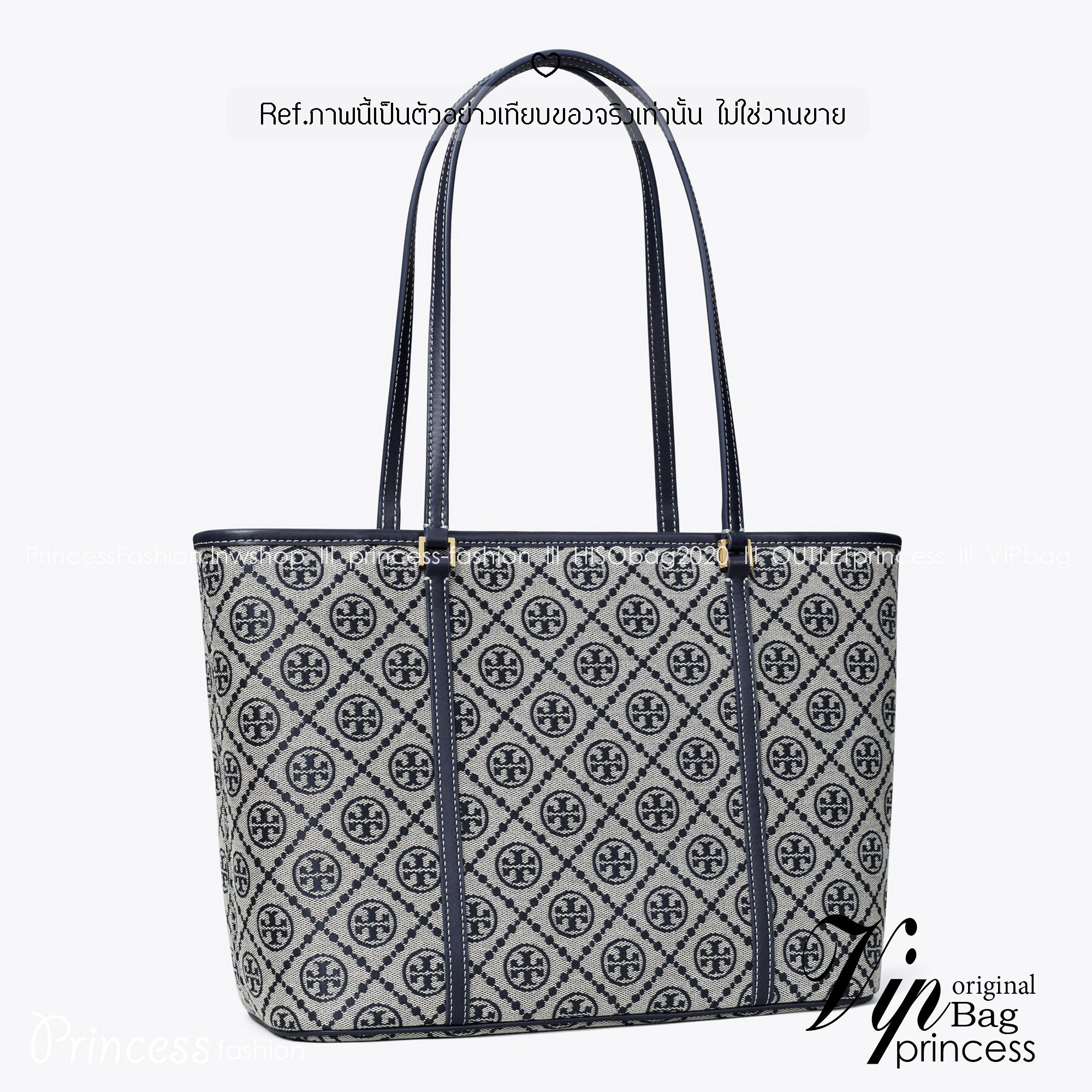 ORI หนังแท้ | Tory Burch T Monogram zip tote bag กระเป๋าทรงโท้ทใบใหญ่ทรงกว้างพร้อมใบเล็กเข้าเซ็ท ดีไซน์สายหนังแต่งคาดหน้า ตัวงานผ้าแจ็คการ์ดตัดขอบหนัง เดอะเบสท์ เซลเลอร์!!