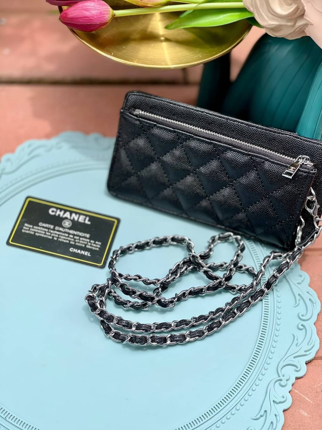 CHANEL 20C Phone holder with chain Brand new Chanel O Phone black caviar holder case with chain.
