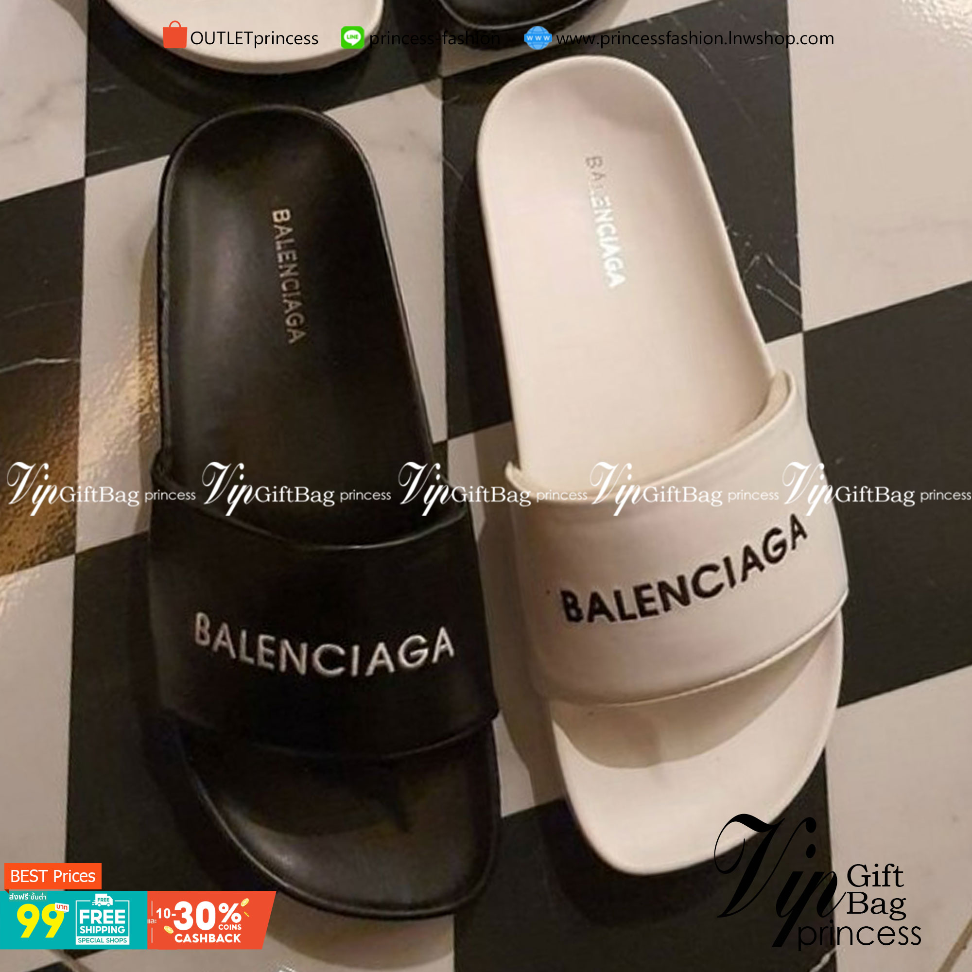Balenciaga Sandels แตะชิค ใส่สบาย เรียบ หรู ดูแพงเกินราคาขาย วัสดุหนัง PU งานปักแบรนด์ งานสวย เรียบร้อย