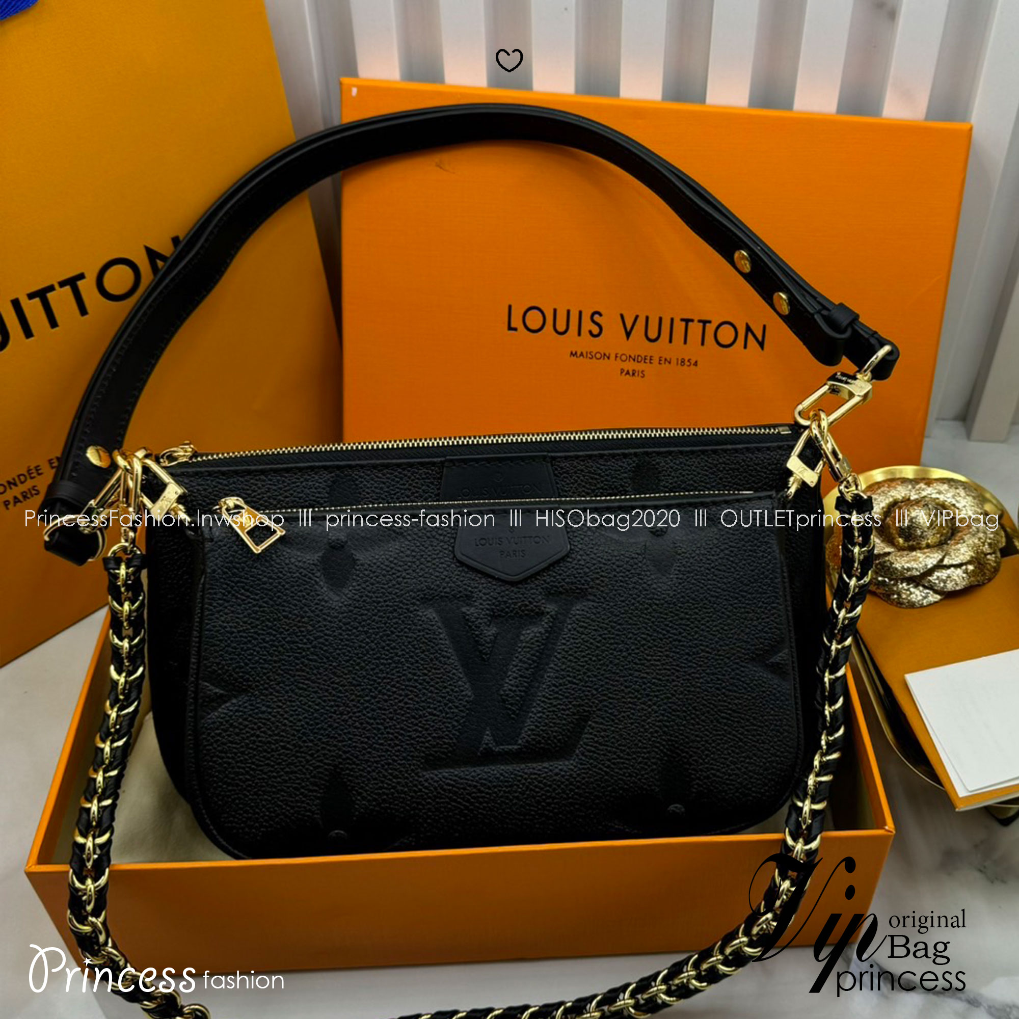LV Multi Pochette Accessoires Bag กระเป๋าทรงพอช รุ่นใหม่ล่าสุด งานหนังแท้ สวยงามเลอค่า ตามแบบฉบับแบรนด์ ปั้มลายคมชัด มาเป็นเซ็ท 2 ใบ ใช้งานง่าย