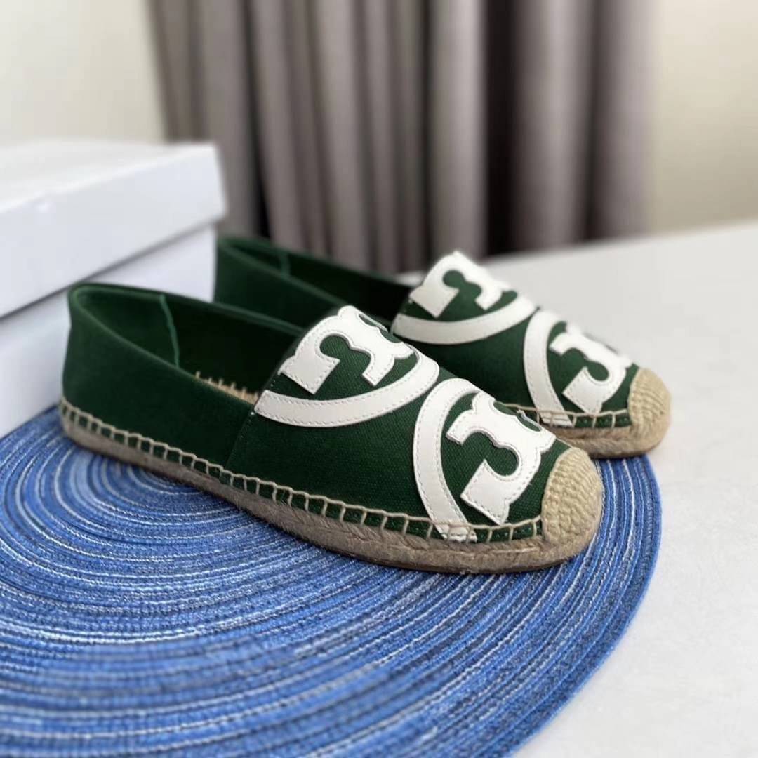 Tory Burch Espadrilles / Tory burch Poppy Espadrille Canvas / TORY BURCH SHOES เกรดออริจินอล พร้อมส่ง ภาพถ่ายจากสินค้าจริง ใช้งานต่างประเทศได้