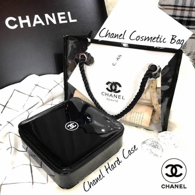 Chanel VIP Beaute Clear Transparent Cosmetic Bag & Chanel Cosmetic Hard Case Square With Zip ReStock..Best Seller!!! ซื้อ1ได้ถึง2ใบ...SET หายาก Vip. gift ของแท้ Limited Edition จากผลิตภัณฑ์ Chanel Lelift จากเคาเตอร์ต่างประเทศ ราคาสุดคุ้ม มาพร้อมถุงพลาสติก