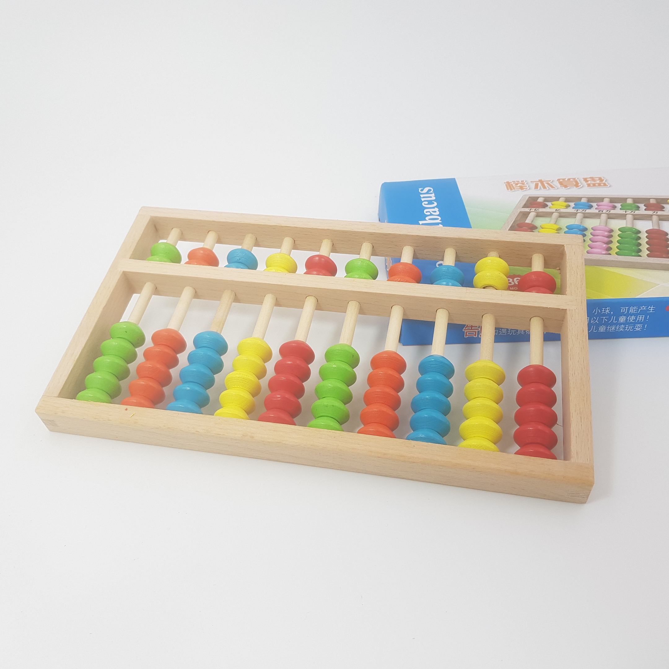 ลูกคิดไม้10หลักสำหรับเด็กเล็ก5สี Beech Abacus ลูกคิดไม้บีช
