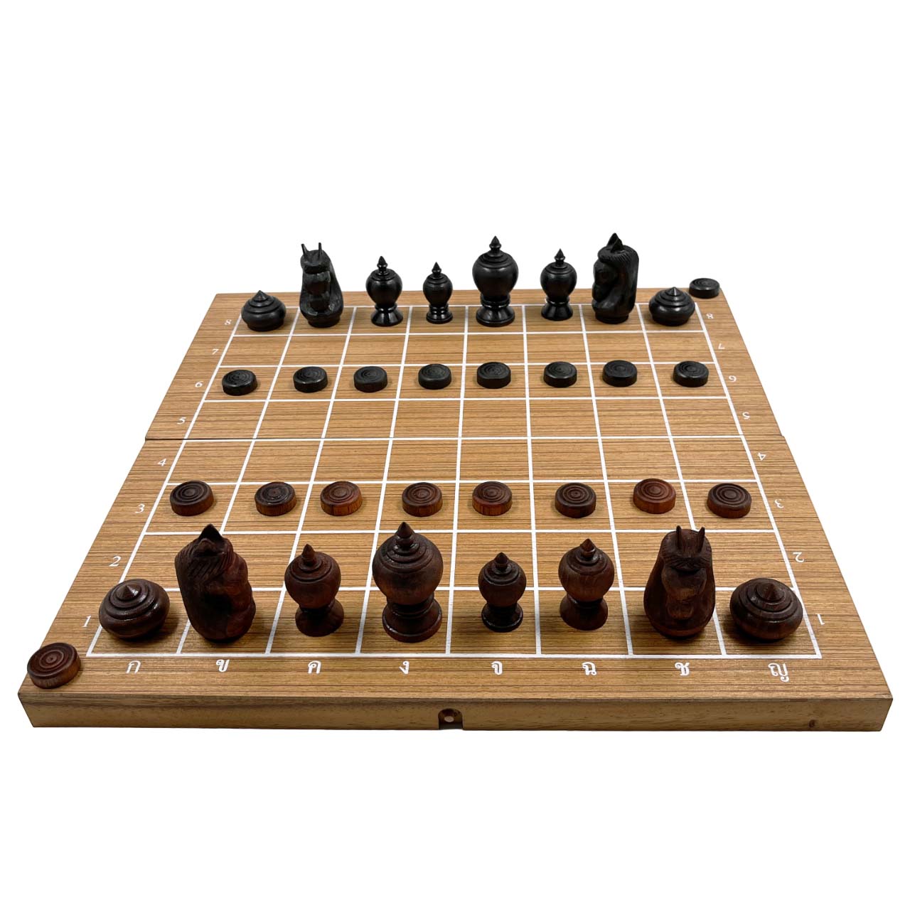 ชุดหมากรุกไทยตัวหมากรุกไทยไม้ชุดสหัสเดชะพร้อมกล่อง