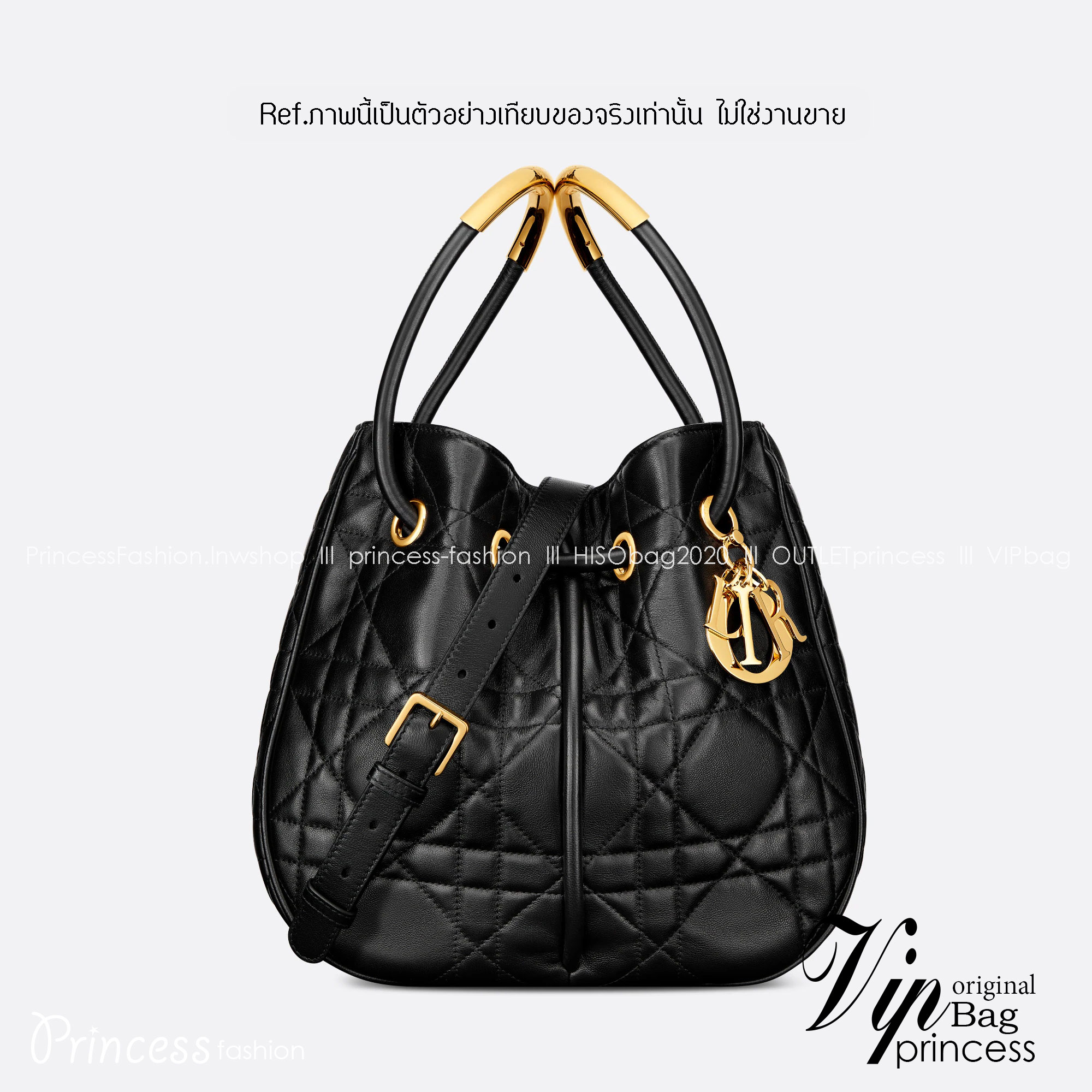Medium DIOR Nolita Bag Black Macrocannage รุ่นใหม่ กระเป๋าสะพายทรงโท้ท งานหนังเต็มใบ สวยเรียบหรู ถือได้ สะพายยาวได้ เกรดออริ 1:1
