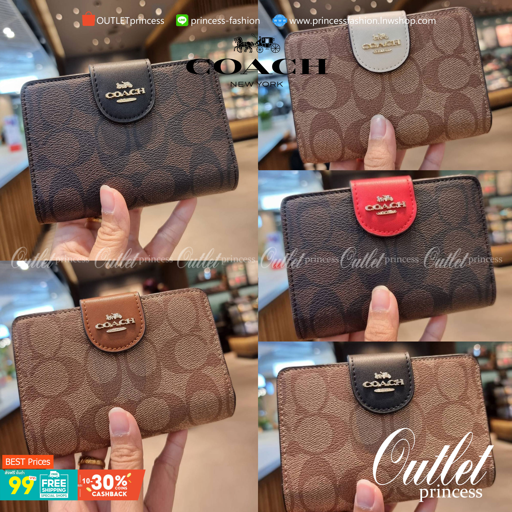 COACH C0082 MEDIUM CORNER ZIP WALLET IN SIGNATURE CANVAS ฉุดยังไงก็ไม่อยู่กับความปังของรุ่นนี้ ดีไซน์ใหม่สวยซ่อนหรู กระเป๋าสตางค์ใบกลาง 👛 เป็นไอเท็มสุดฮิต ที่ไม่ควรพลาด พกพาสะดวก ขนาดกำลังเหมาะมือ วัสดุหนังแคนวาสเคลือบลาย ภายในมีช่องใส่บัตร ใส่ธนบ