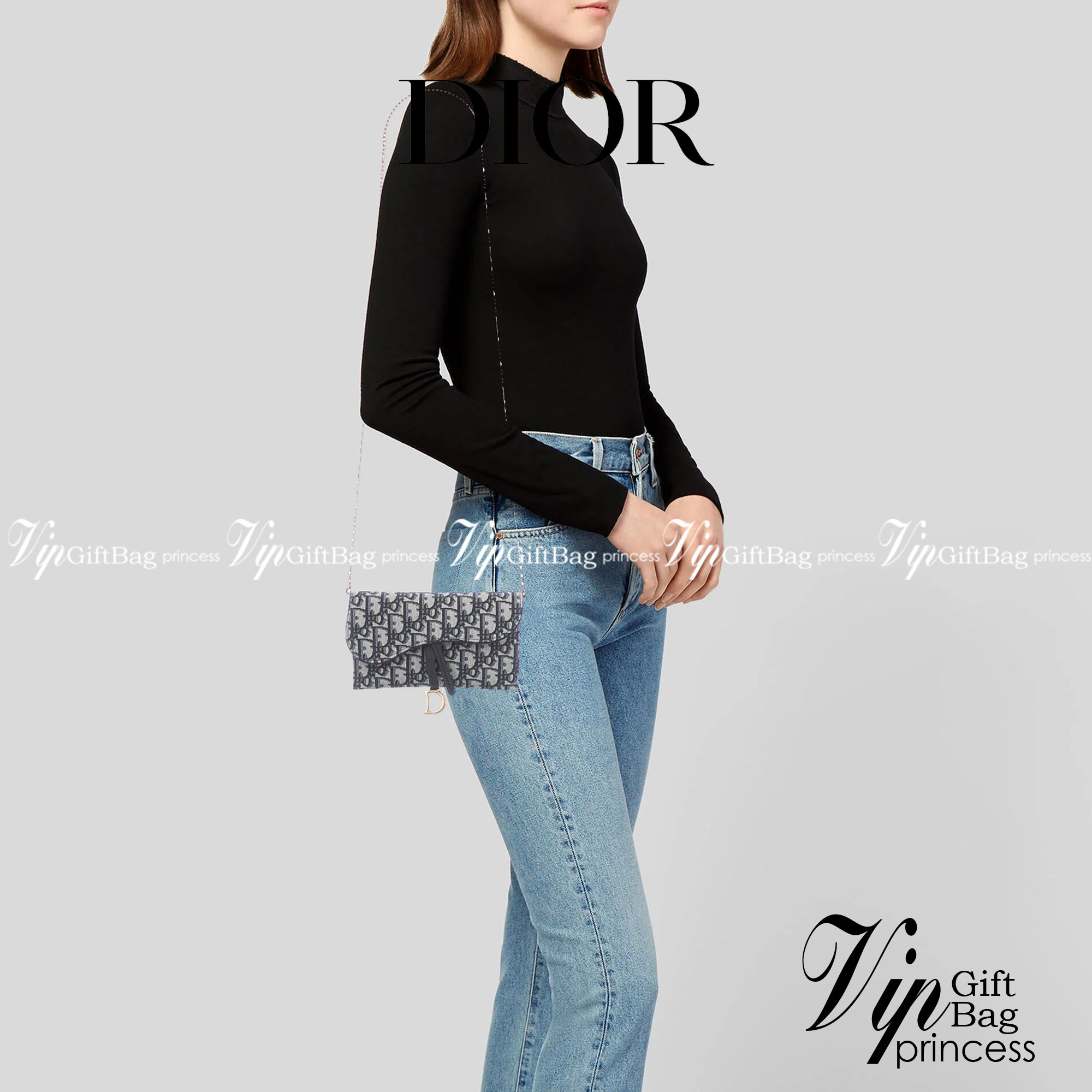 หนังแท้ DIOR SADDLE WALLET ON CHAIN Blue Dior Oblique Jacquard พร้อมส่งที่ไทย งานหนังแท้และผ้าแจ็คการ์ด เกรดเทพออริจินอล ภาพสินค้าถ่ายจากงานขายจริง ใช้งานต่างประเทศได้