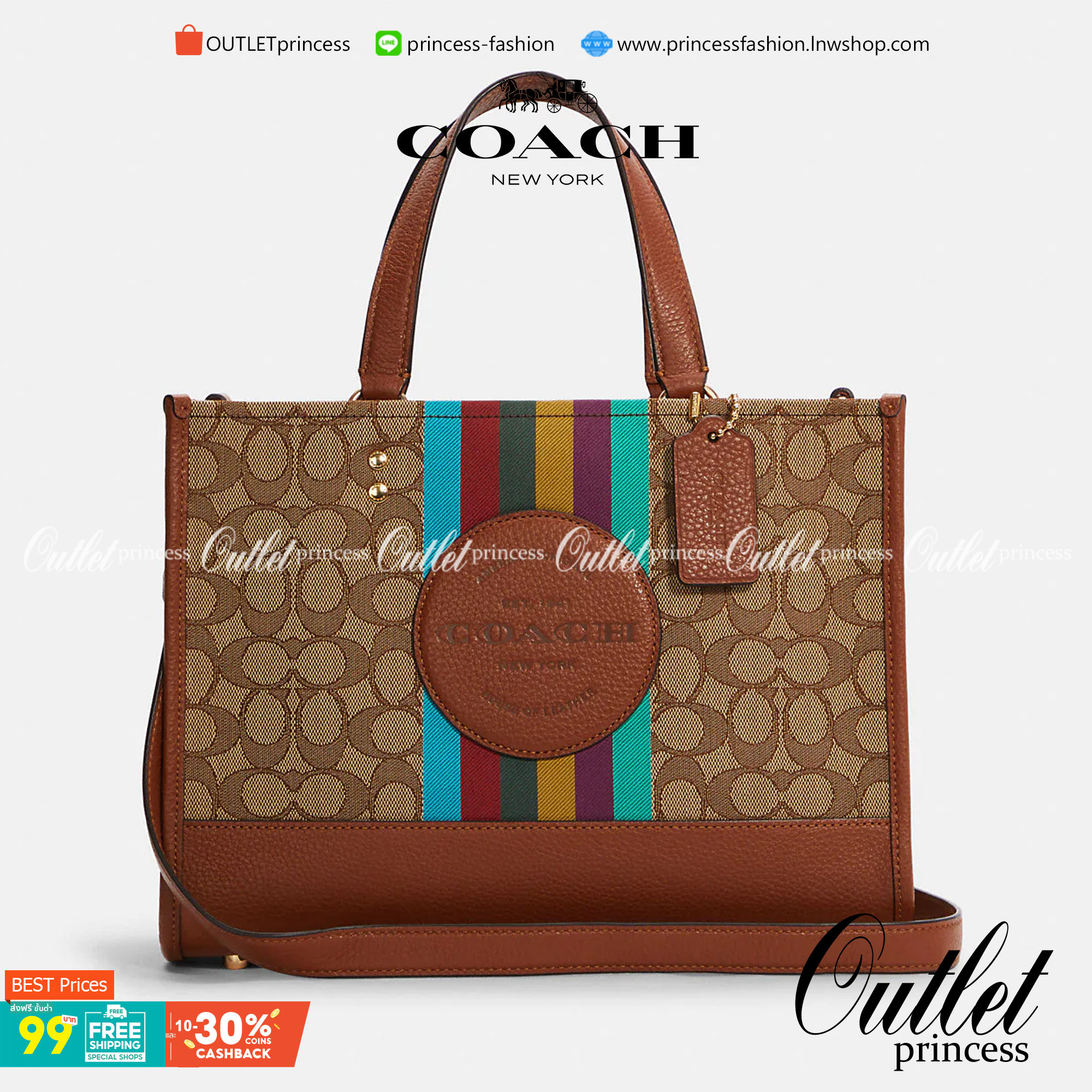 สวยๆอย่างนี้อดใจยังไงไหว!! Coach Dempsey Carryall In Signature Jacquard With Stripe And Coach Patch ((C5794)) ✈️พร้อมส่งความสวย! คุณภาพจัดเต็มเลยค่ะ กระเป๋าทรงTote วัสดุ Jackquard+หนังแท้ ได้ลงตัวสวยงาม 🔺สีคอลเลคชั่นใหม่ล่าสุด! ด้านหน้ามีโล