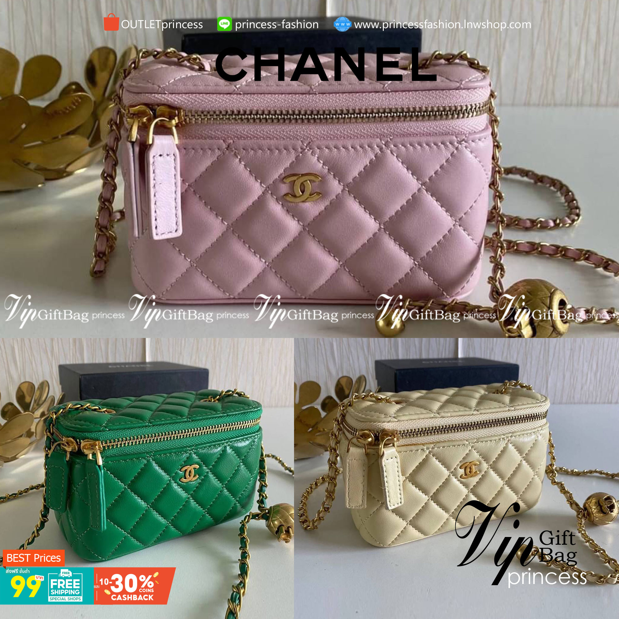 VIP GIFT 】หนังแกะแท้ CHANEL Box With Chain สายโซ่ทองหรูมาก หนังเรียบฟู ขึ้นเงา กระทบแสงยิ่งสวยค่าา โทนสีสวยสดใส เหมาะมากสำหรับสาวๆ ชิคๆ ต้องบอกเลยรุ่นนี้เหล่าเซเลบใช้กันเยอะมากๆ แค่อะไหล่ก็หรูไปเดินครึ่งแล้วค่าา😁 พร้อมส่งที่ไทยที่นี่ที่เดียว