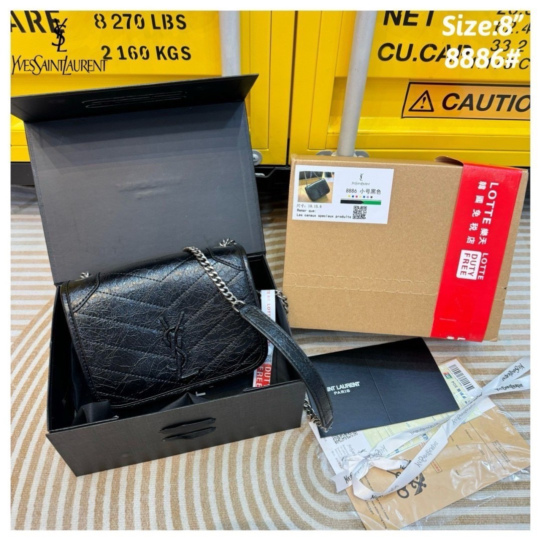 YSL Mini Niki Chain Bag กระเป๋าสะพายทรงคลาสสิคสุดฮอต ขนาดเล็กน่ารักใช้งานง่าย หนังยับลายวินเทจได้ลุคเท่ๆ คูลๆ