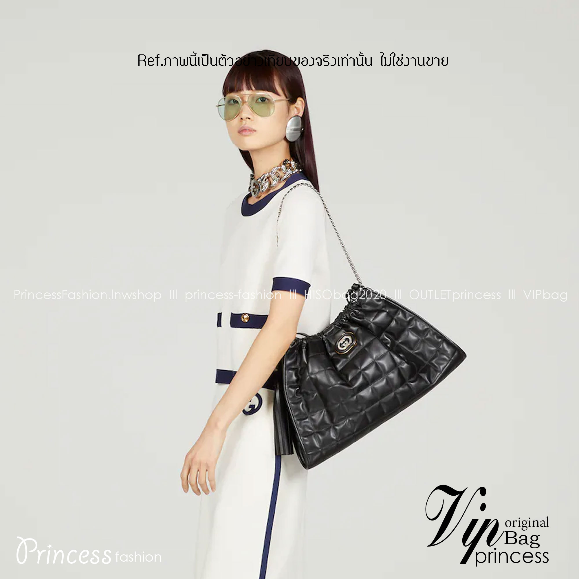 GUCCI MEDIUM QUILTED TOTE BAG / Gucci Hobo / Gucci Deco Medium Tote Bag พร้อมส่ง กระเป๋าสะพายใบใหญ่ หนังแท้ หนังสวย Interlocking G **สินค้าเกรดท็อปออริจินอลสลับแท้ 1:1 เกรดดีสุด ใช้งานต่างประเทศได้