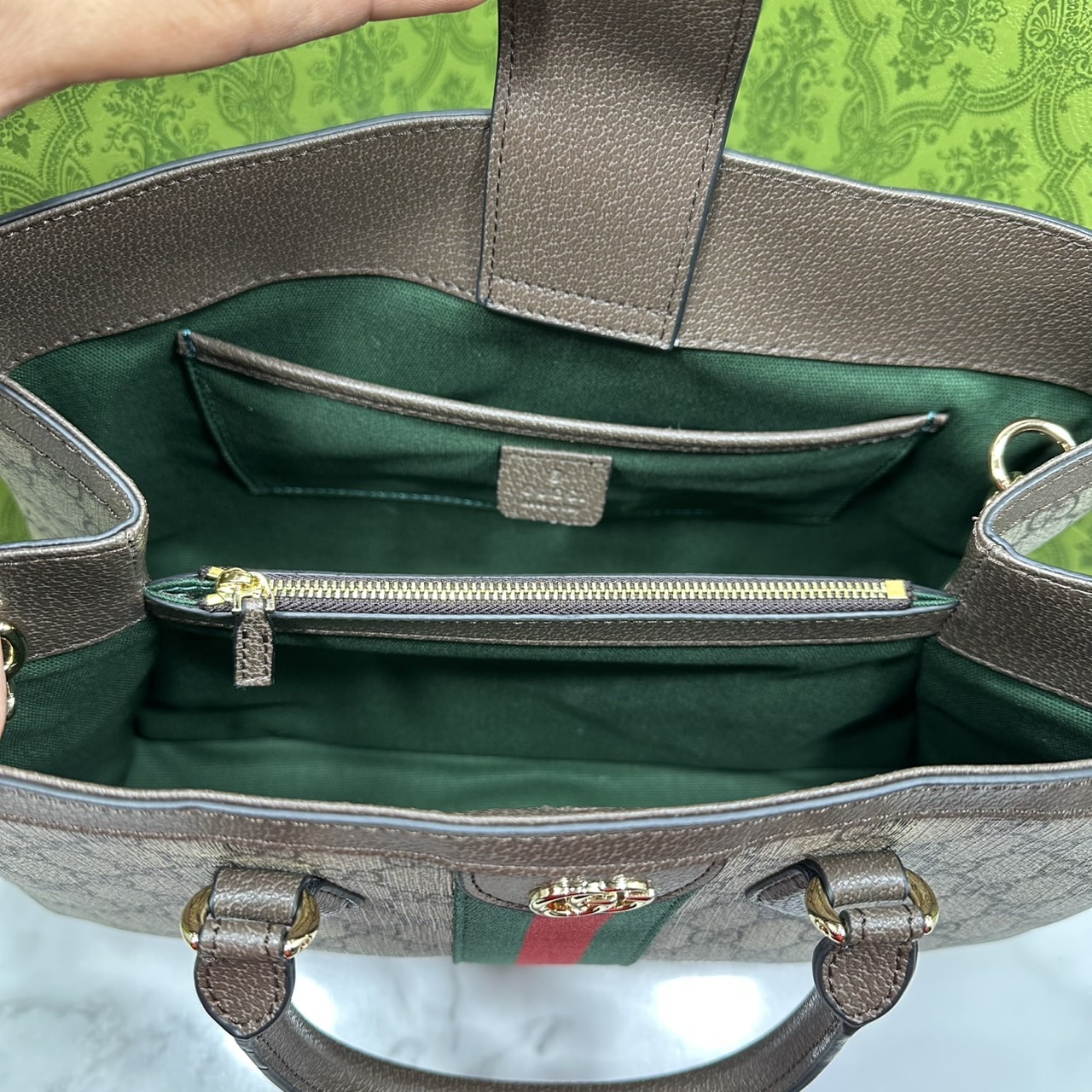 ORI หนังแท้ | Gucci Ophidia medium tote bag Monogram Double G / Gucci Tote Bag กระเป๋าสะพายทรงโท้ทใบใบใหญ่ คอลเล็กชั่น Ophidia ไฮไลท์รูปทรงและฟังก์ชั่นการใช้งานที่ได้รับการตีความใหม่