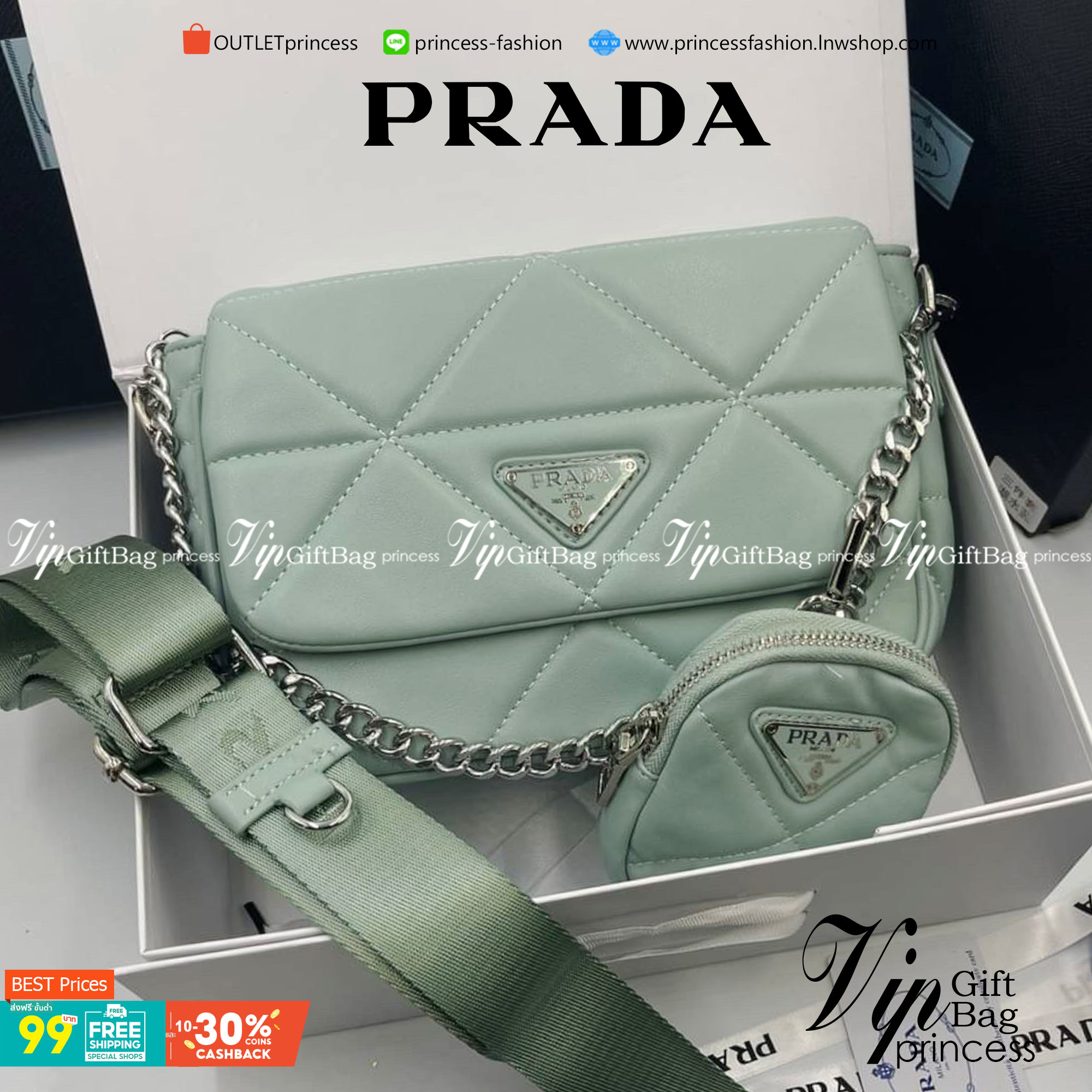 VIP 】PRADA System nappa leather patchwork bag หนังแท้ พร้อมส่งที่ไทย 6 สี