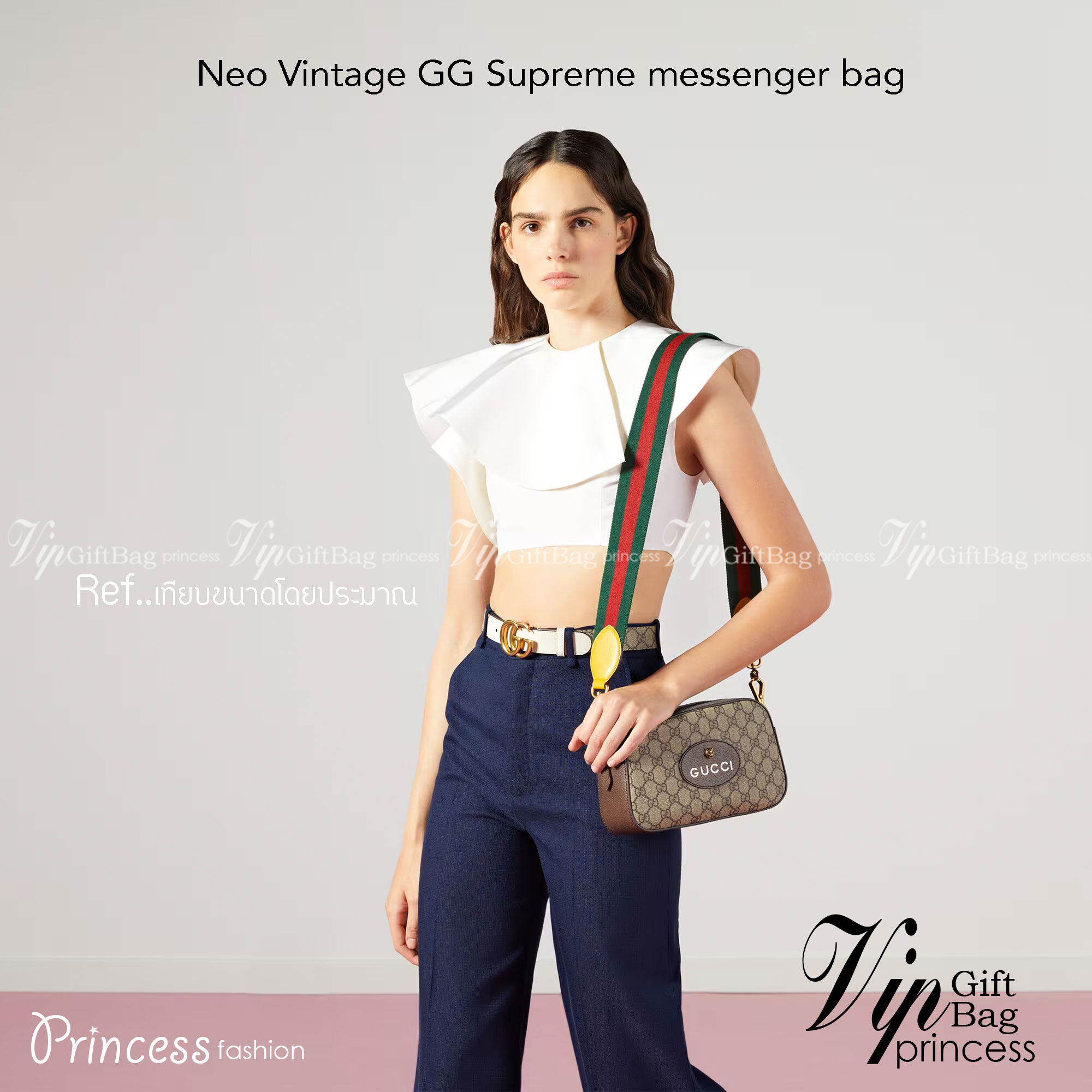 GUCCI Neo Vintage GG Supreme messenger bag กระเป๋าสะพายรุ่น unisex ไซส์มินิ ใช้ได้ทั้งชายหญิง วัสดุแคนวาสอย่างดี จุของได้เยอะ ใช้เป็น every ได้เลย ภาพถ่ายจากงานขายจริง ใช้งานต่างประเทศได้