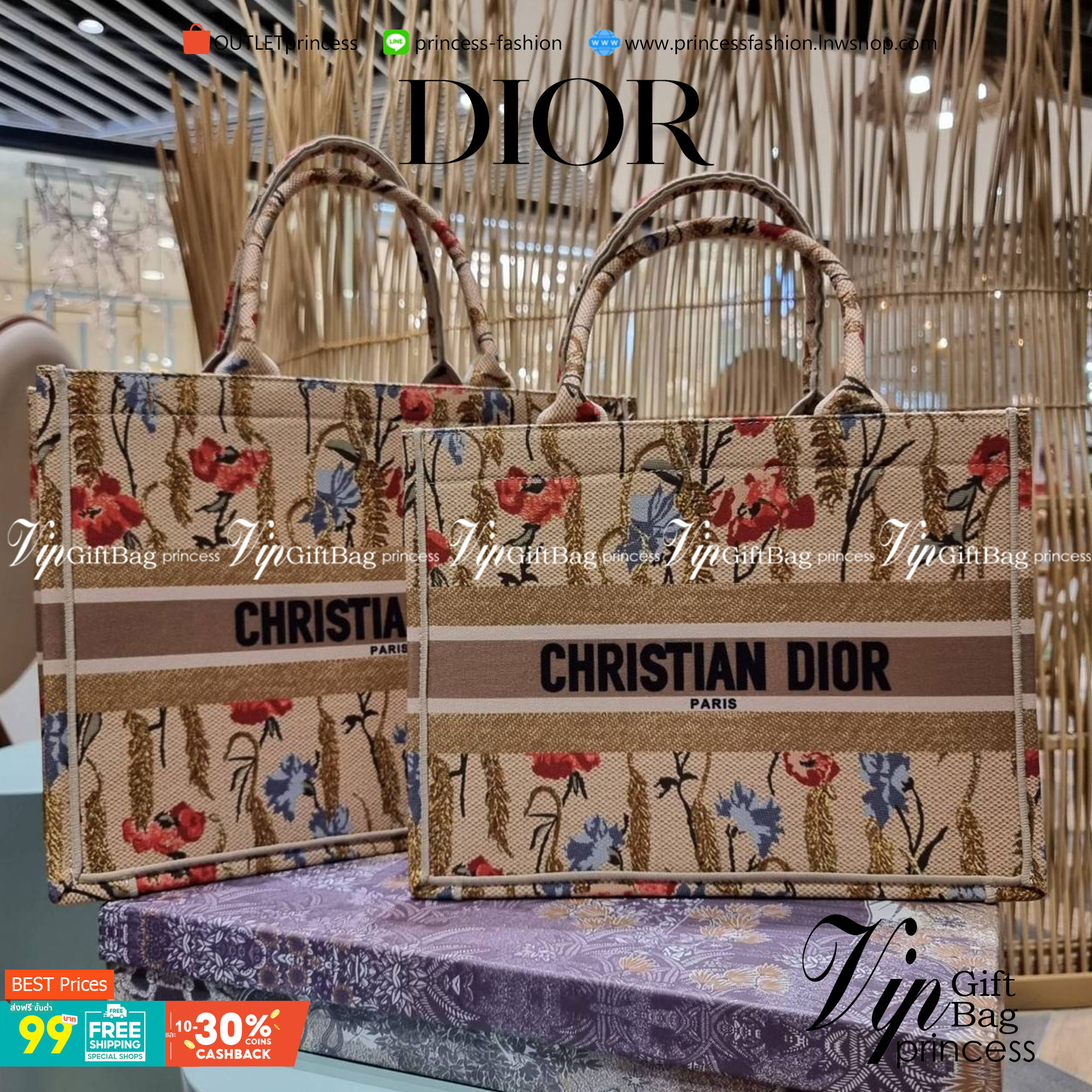 VIP 】HOT ARRIVAL!! DIOR CD SHOPPING BAG WITH GWP กระเป๋าทรงช้อปปิ้งใบใหญ่ จุใจ!! พรีเมี่ยมกิ๊ฟรุ่นดับเบิ้ลฮอต ดีไซน์คลาสสิควินเทจ สวยหรู วัสดุผ้าแคนวาสลายกราฟฟิค ภายในโล่งกว้างมากๆ ใส่ของจุสุดๆ โน้ตบุ้ค ไอแพด กระเป๋าสตางค์ มือถือ หรือเสื้อผ้ายังได้ สะพายค