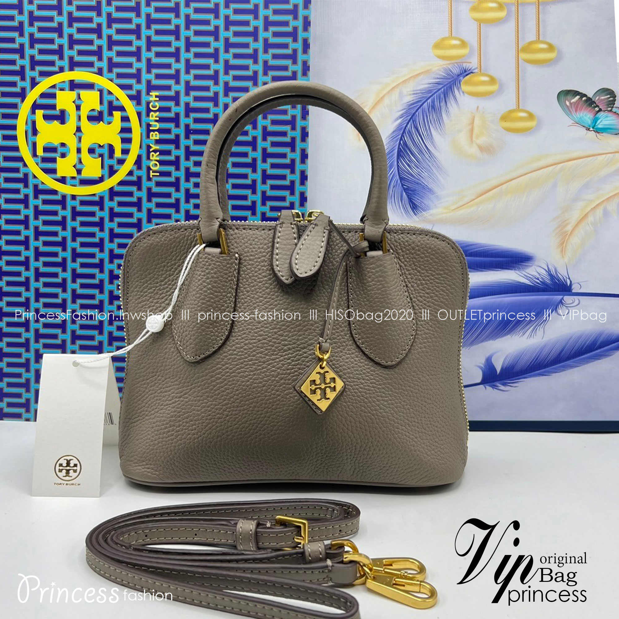TORY BURCH MINI PEBBLED SWING BAG / Tory Mini Swing Bag in Pebbled Leather / T Monogram Jacquard Swing Bag กระเป๋าสะพาย คอลเลคชั่นใหม่ล่าสุดดีไซน์สุดคลาสสิก รูปทรงโดม
