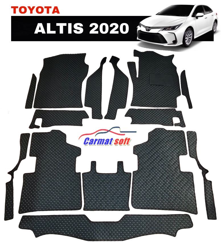พรมปูพื้นรถยนต์ ALTIS 2020-2025 พรมลายกระดุมEVA สีดำ เต็มคัน